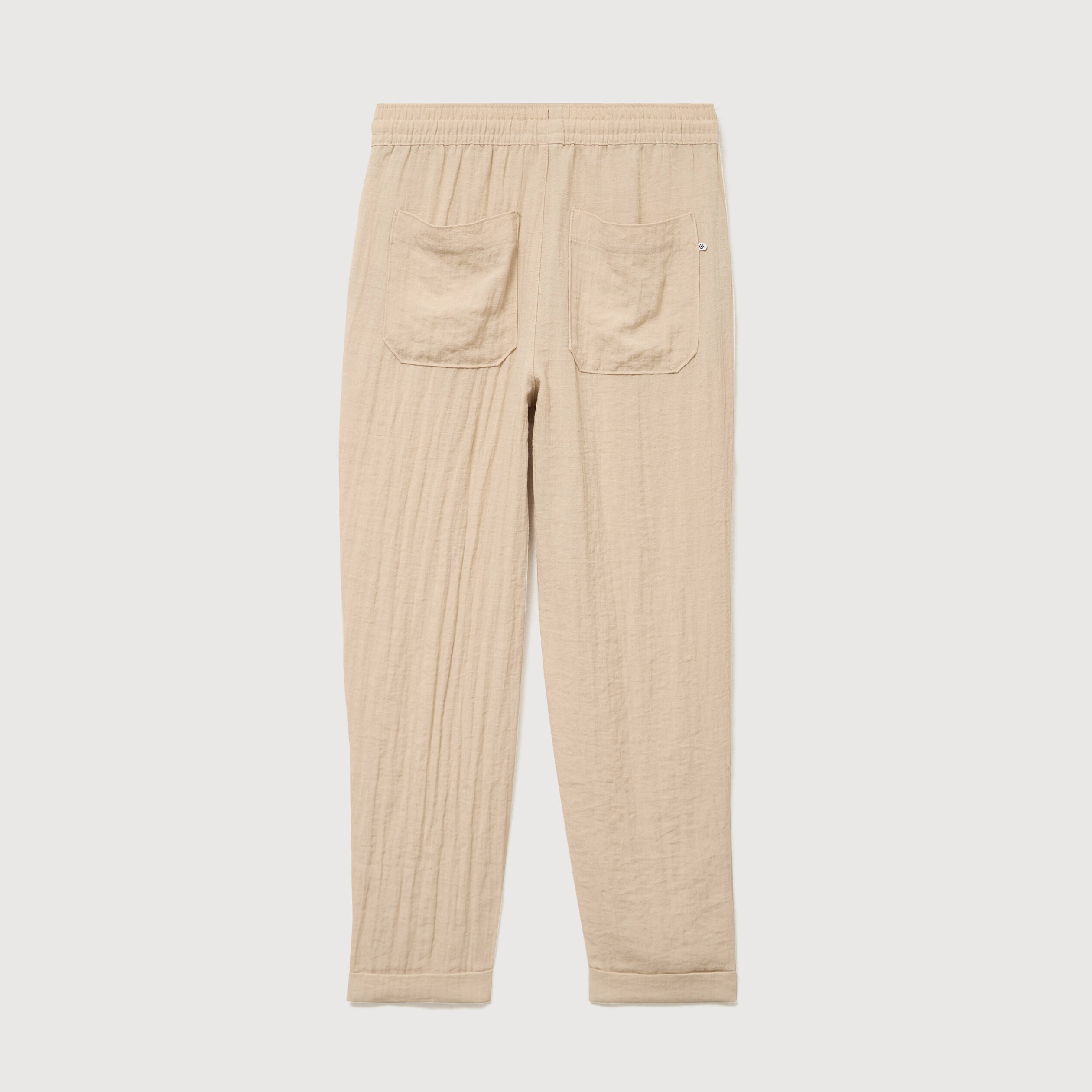 Pantalon taille standard bas resserr&eacute; beige femme