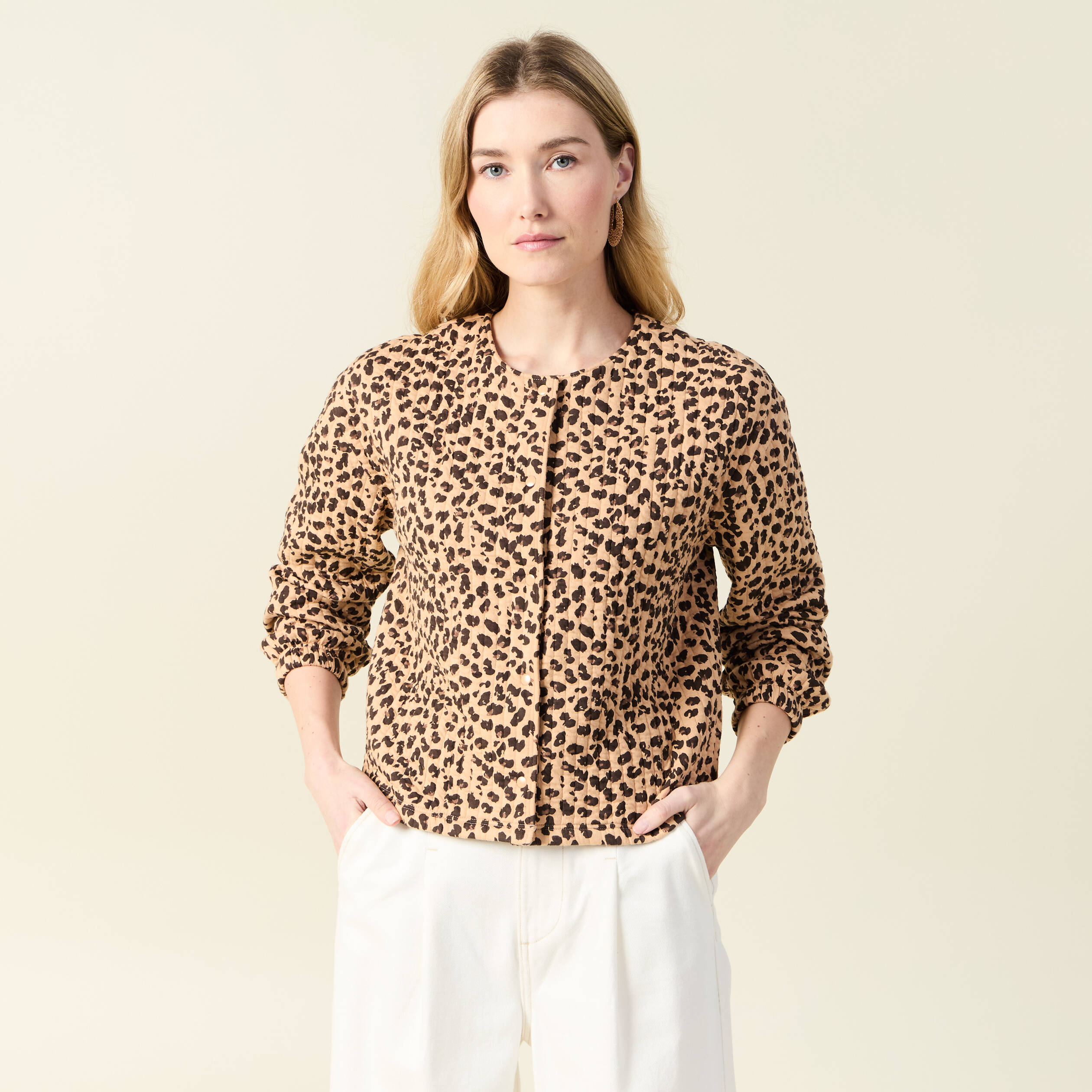Gilet manches longues camel femme