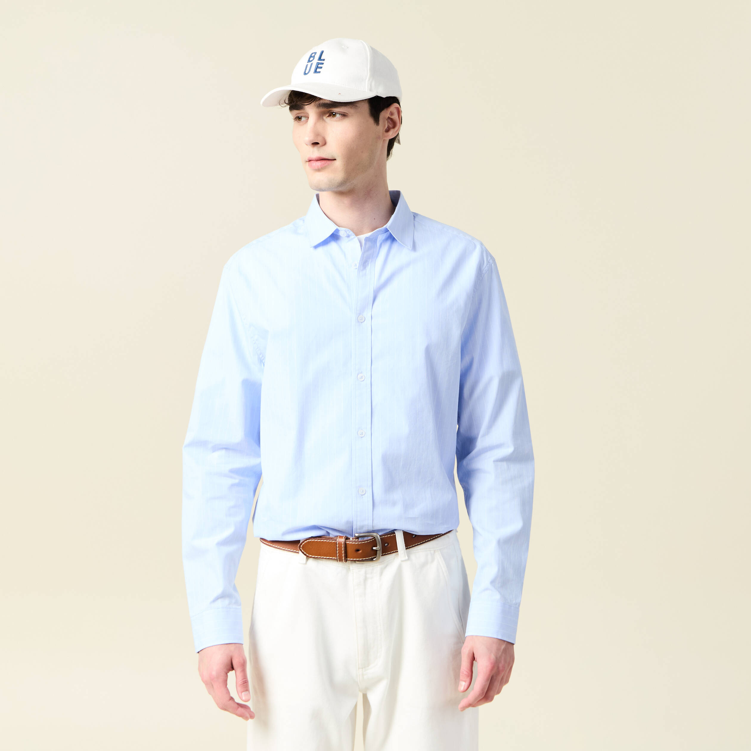 Chemise manches longues bleu ciel homme