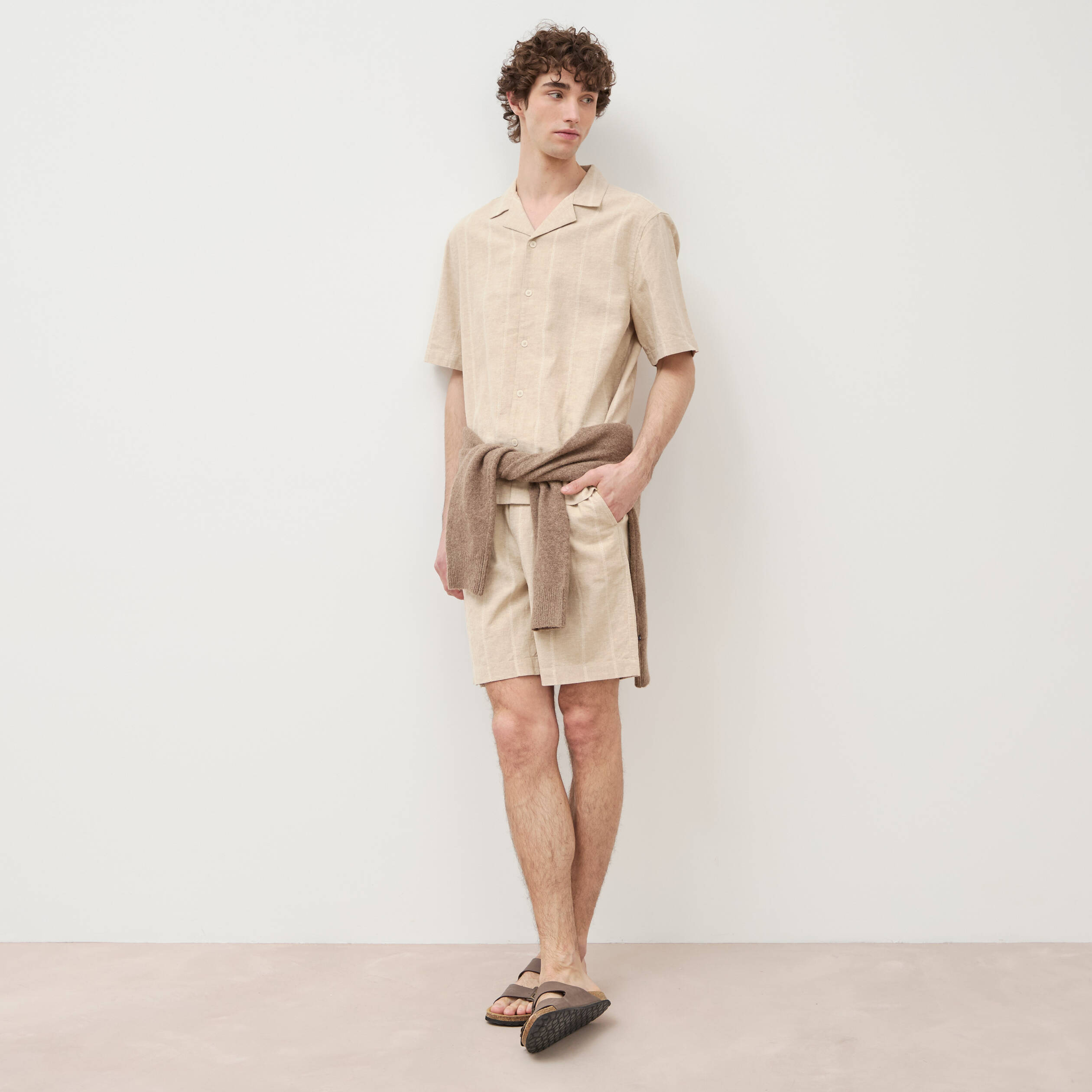Chemise boyfriend manches courtes vert clair homme