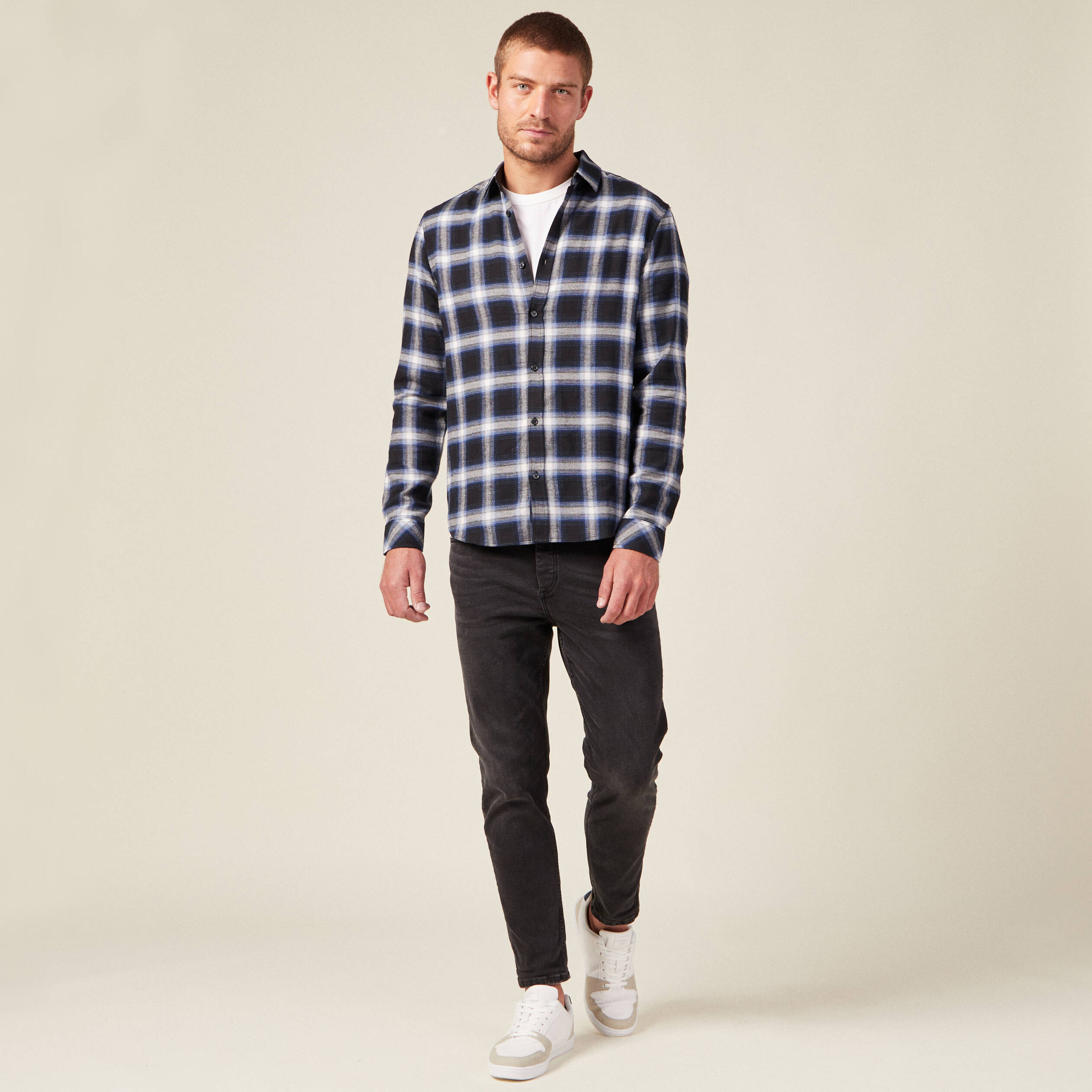 Chemise manches longues bleu electrique homme