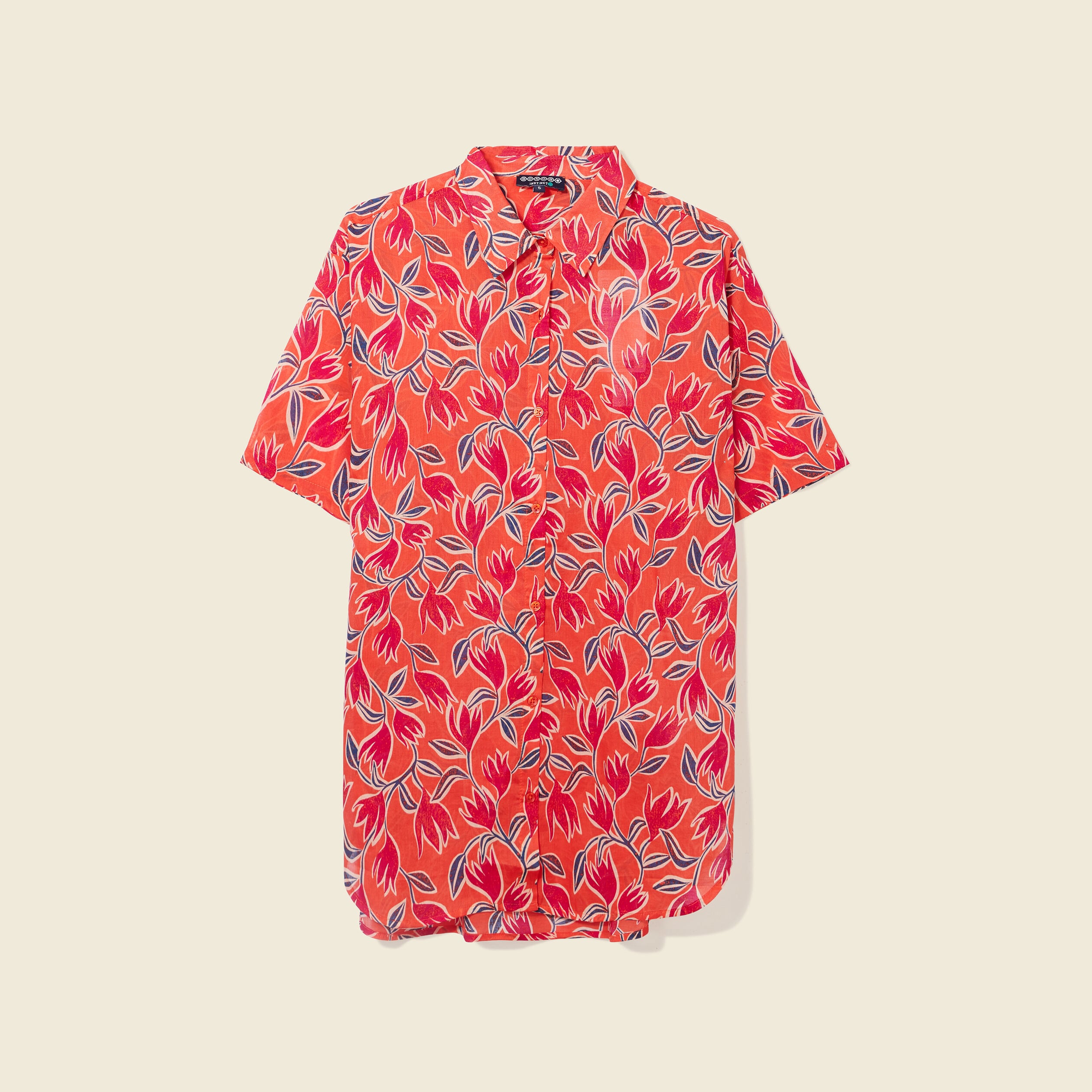Chemise en coton manches courtes orange femme