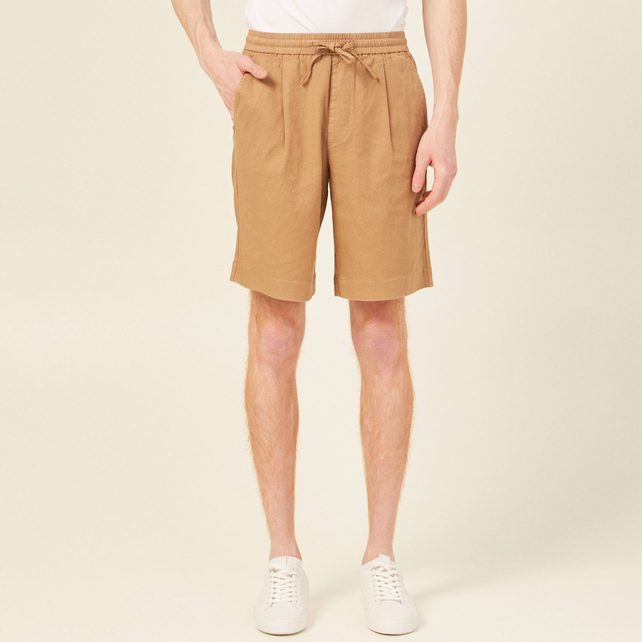 Bermuda coupe large beige homme