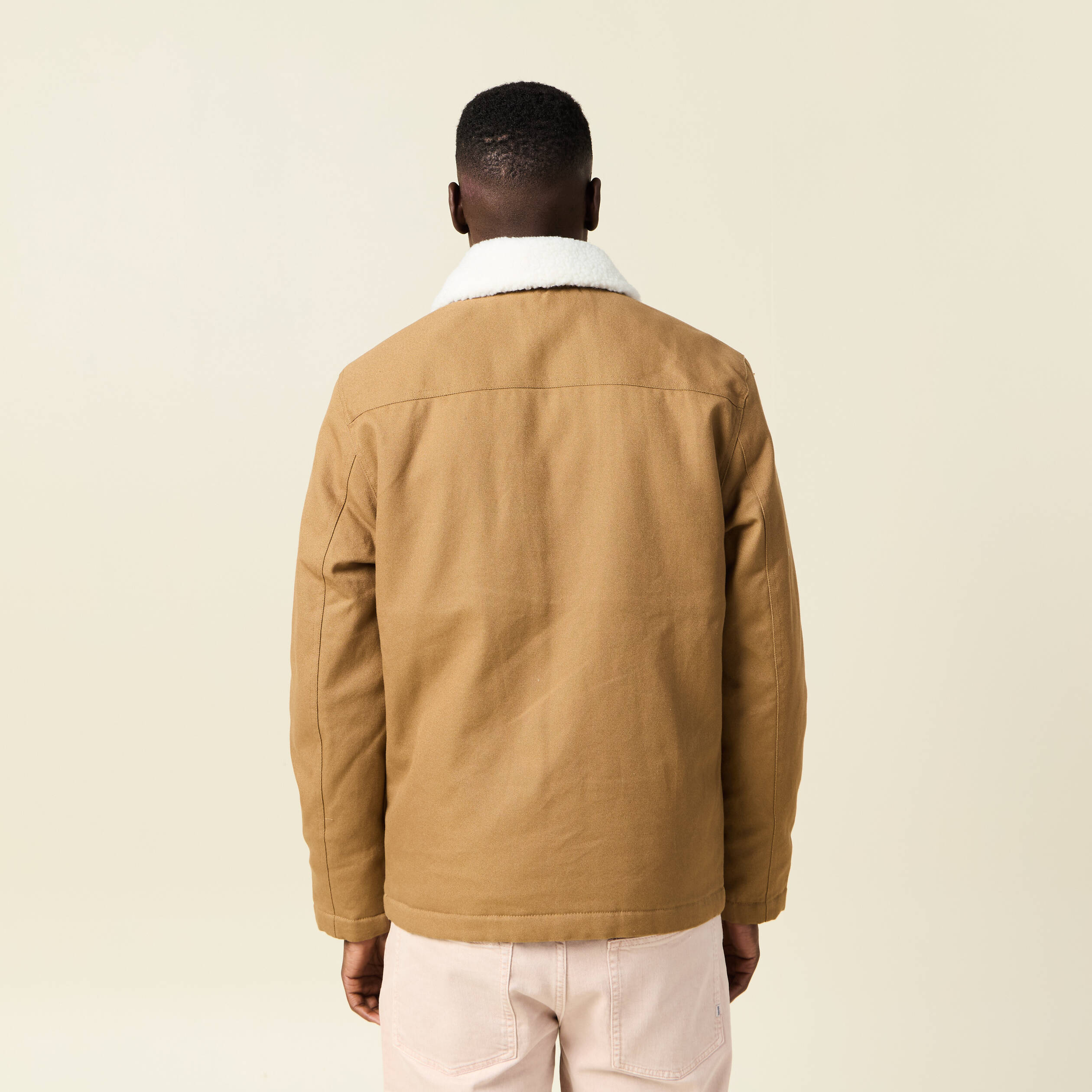 Blouson boutonn&eacute; col aviateur vert kaki homme