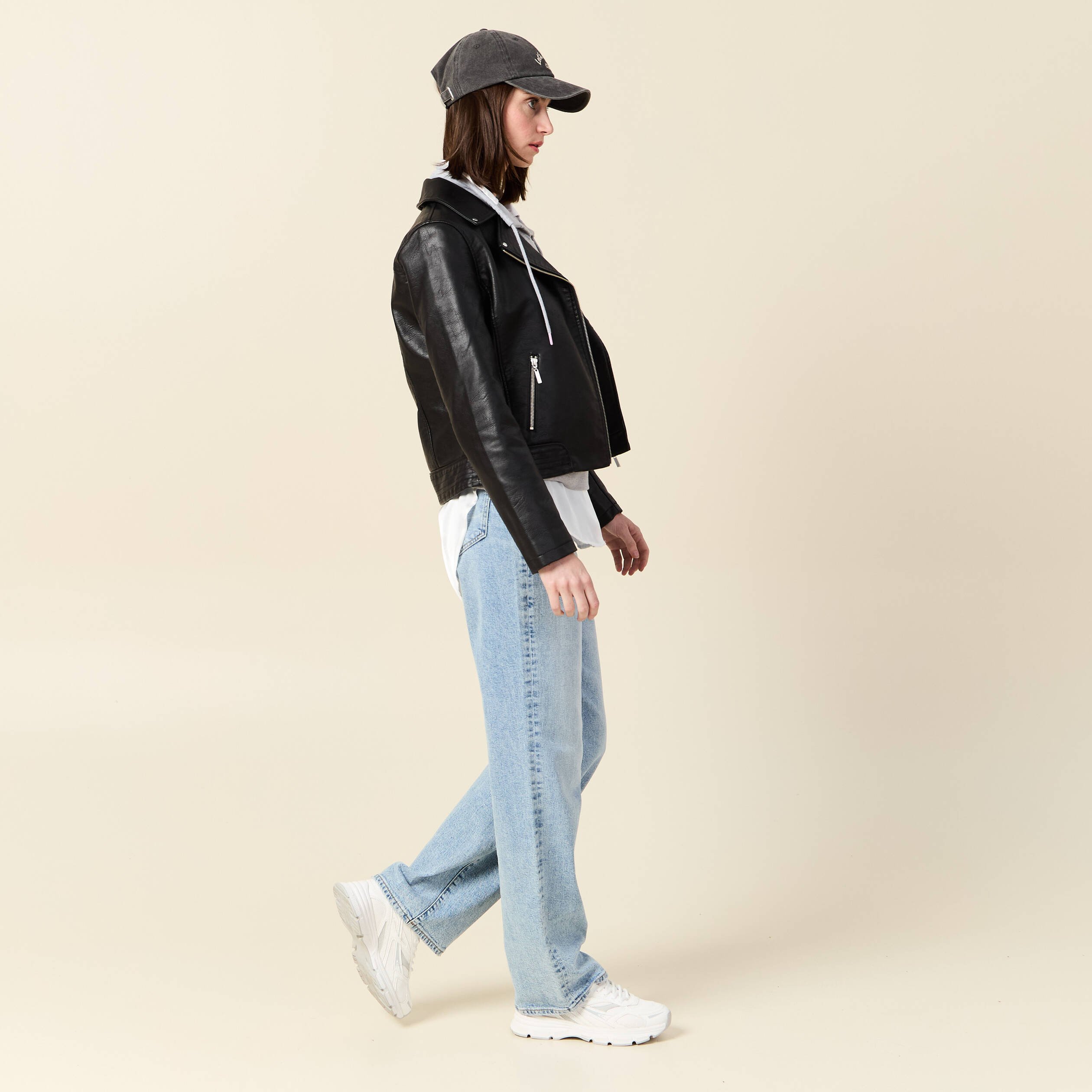blouson biker simili cuir noir femme Blouson biker simili cuir noir femme