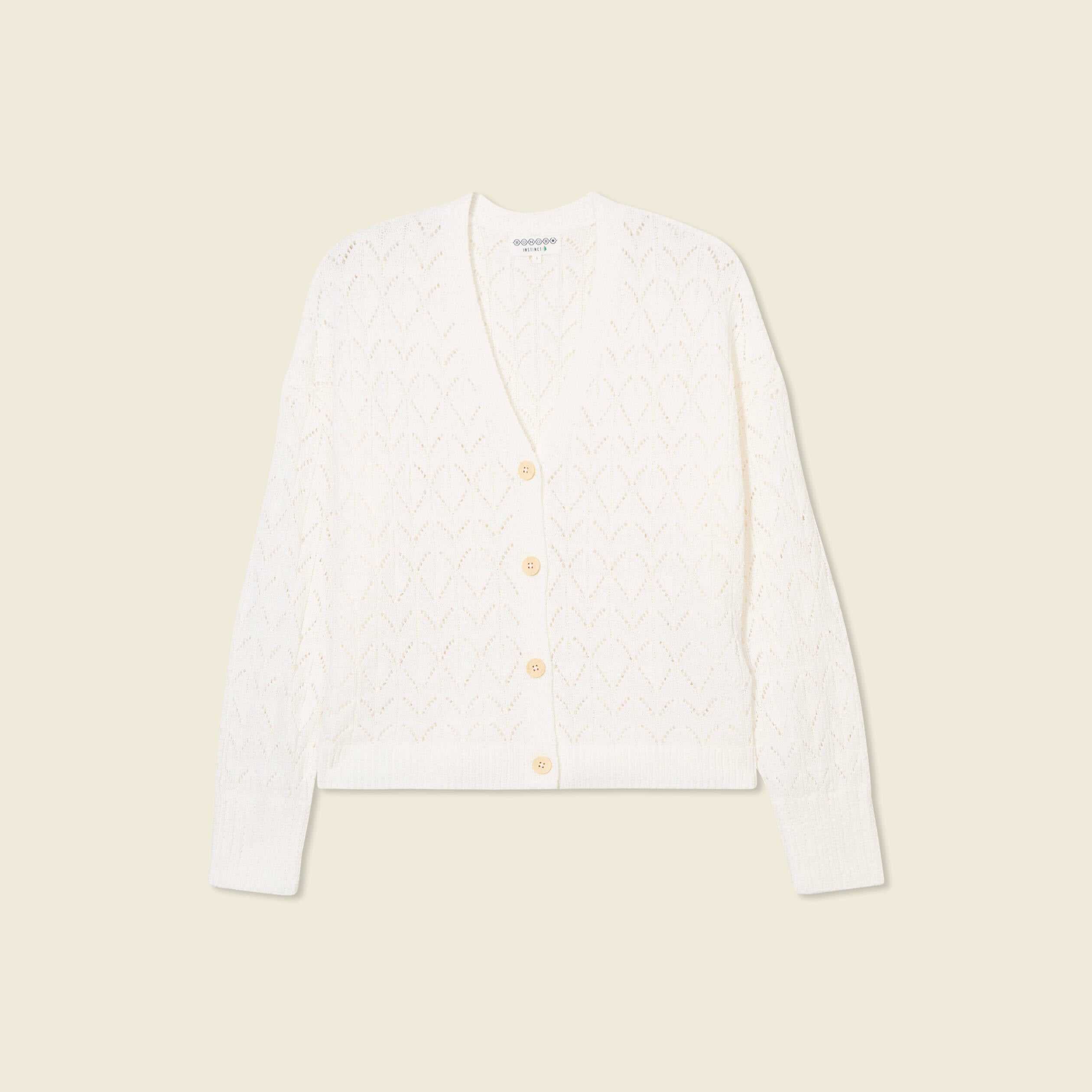 Gilet manches longues ajour&eacute; ecru femme