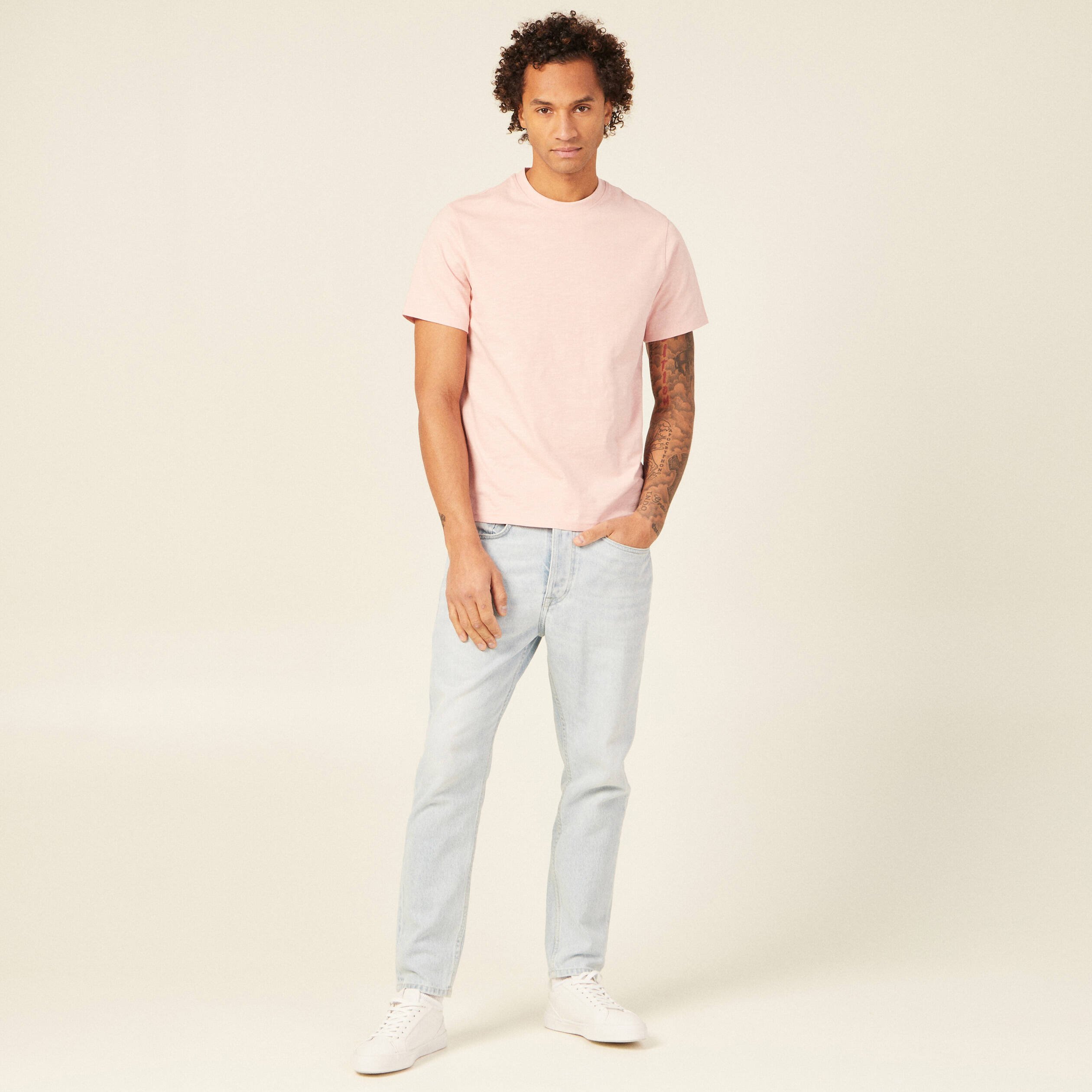 t shirt eco responsable rose clair homme T-shirt éco-responsable rose clair homme
