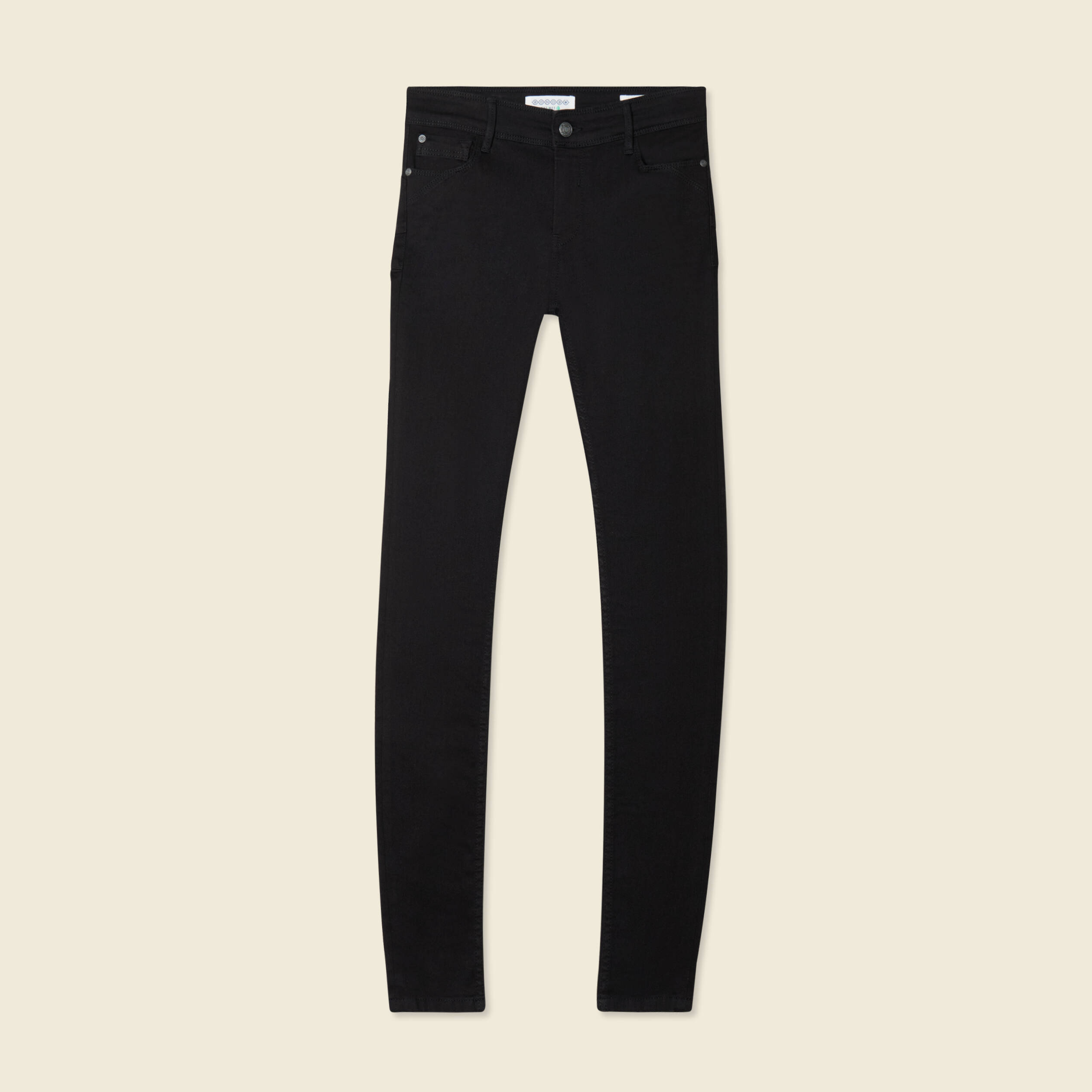 Jeans skinny push-up taille standard denim noir femme