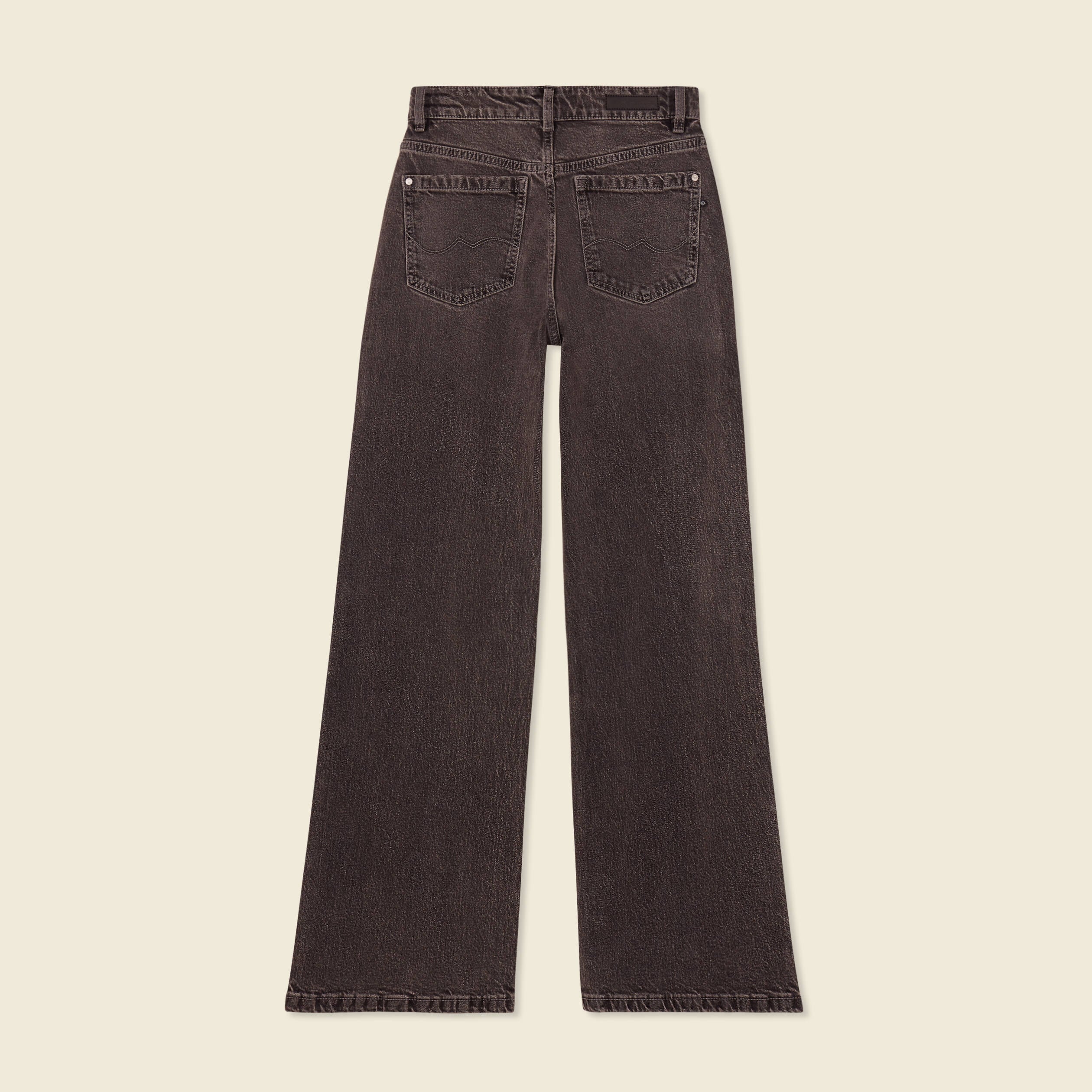 Jeans large taille haute denim snow gris femme