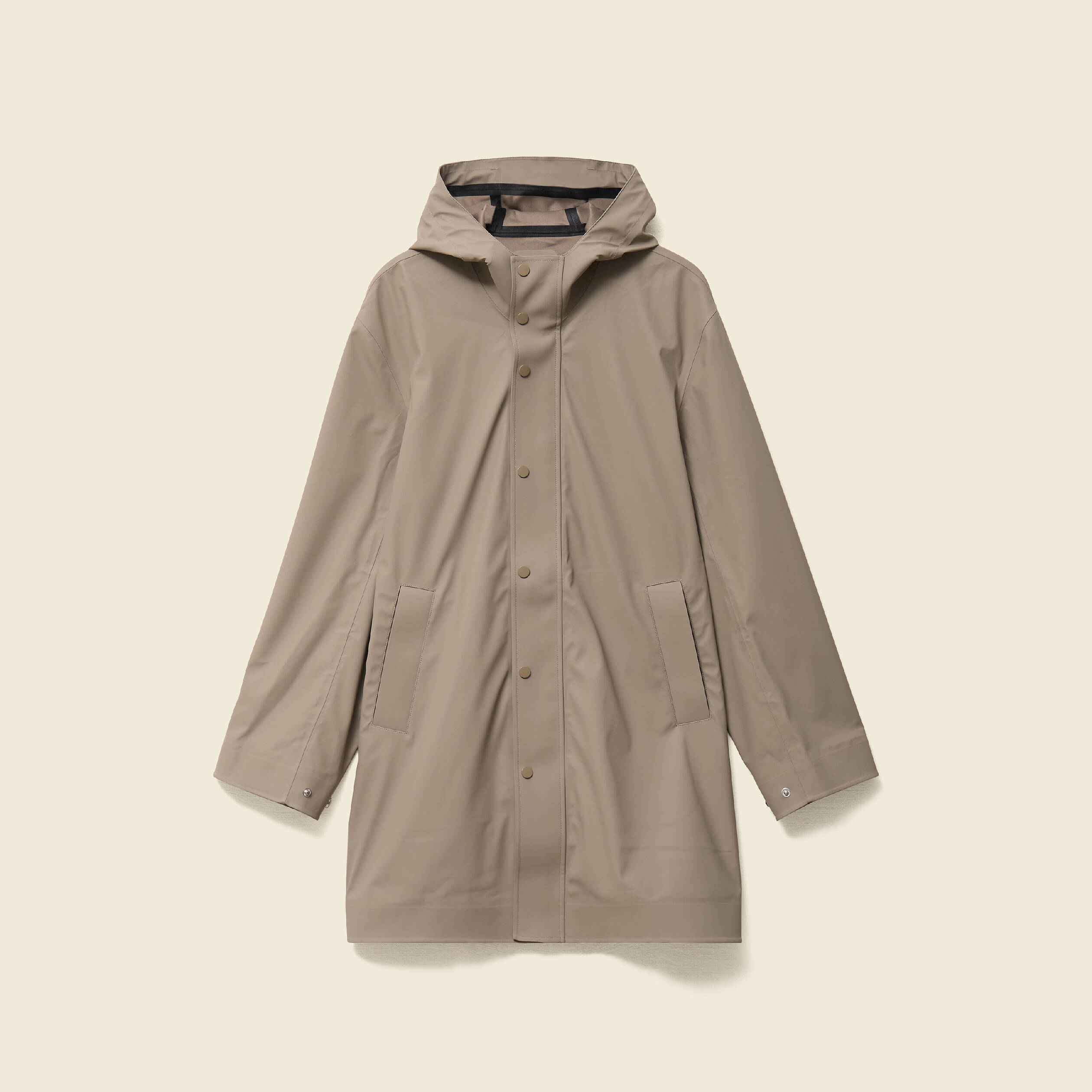 Parka longue droite &agrave; capuche taupe homme