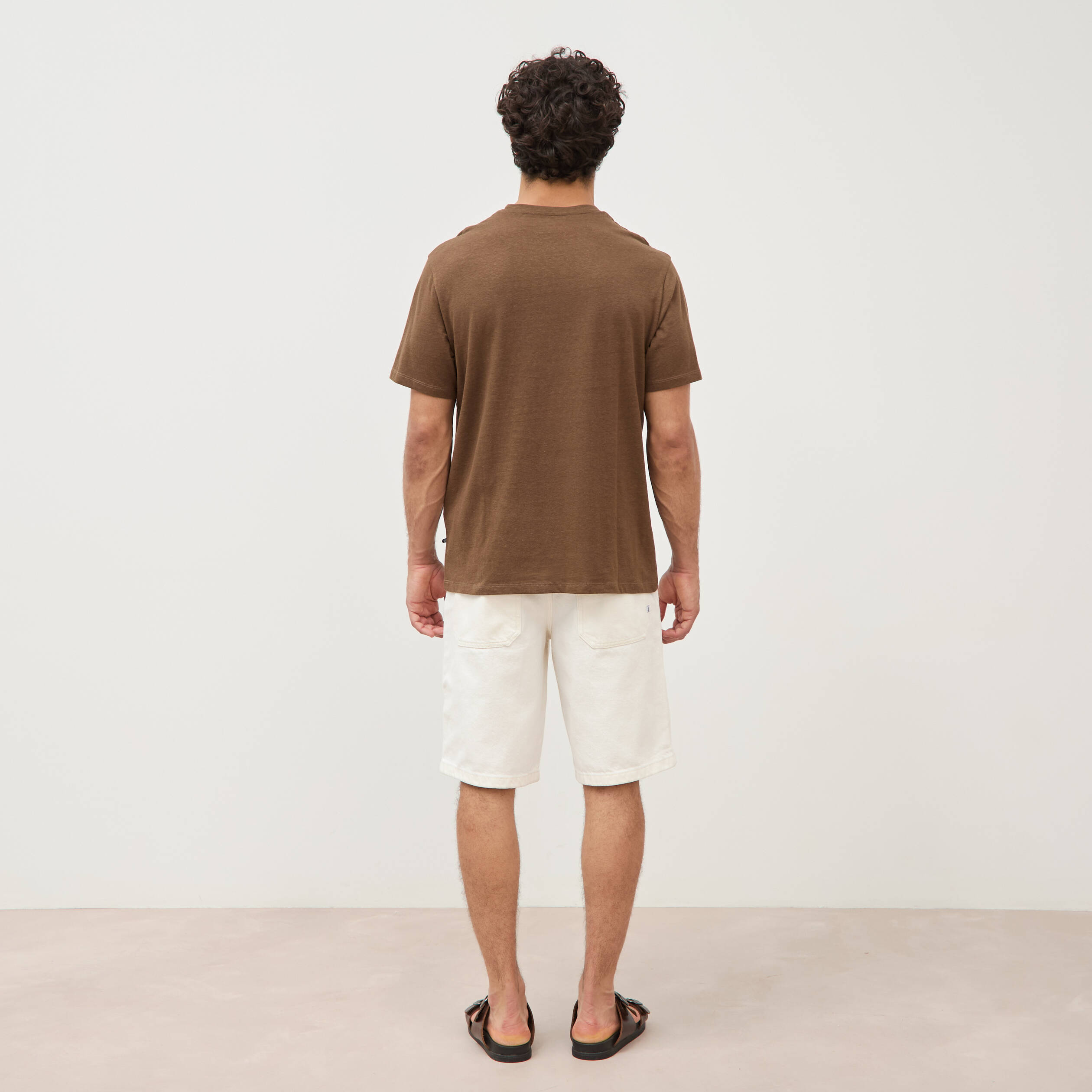 T-shirt ras de cou manches courtes taupe homme