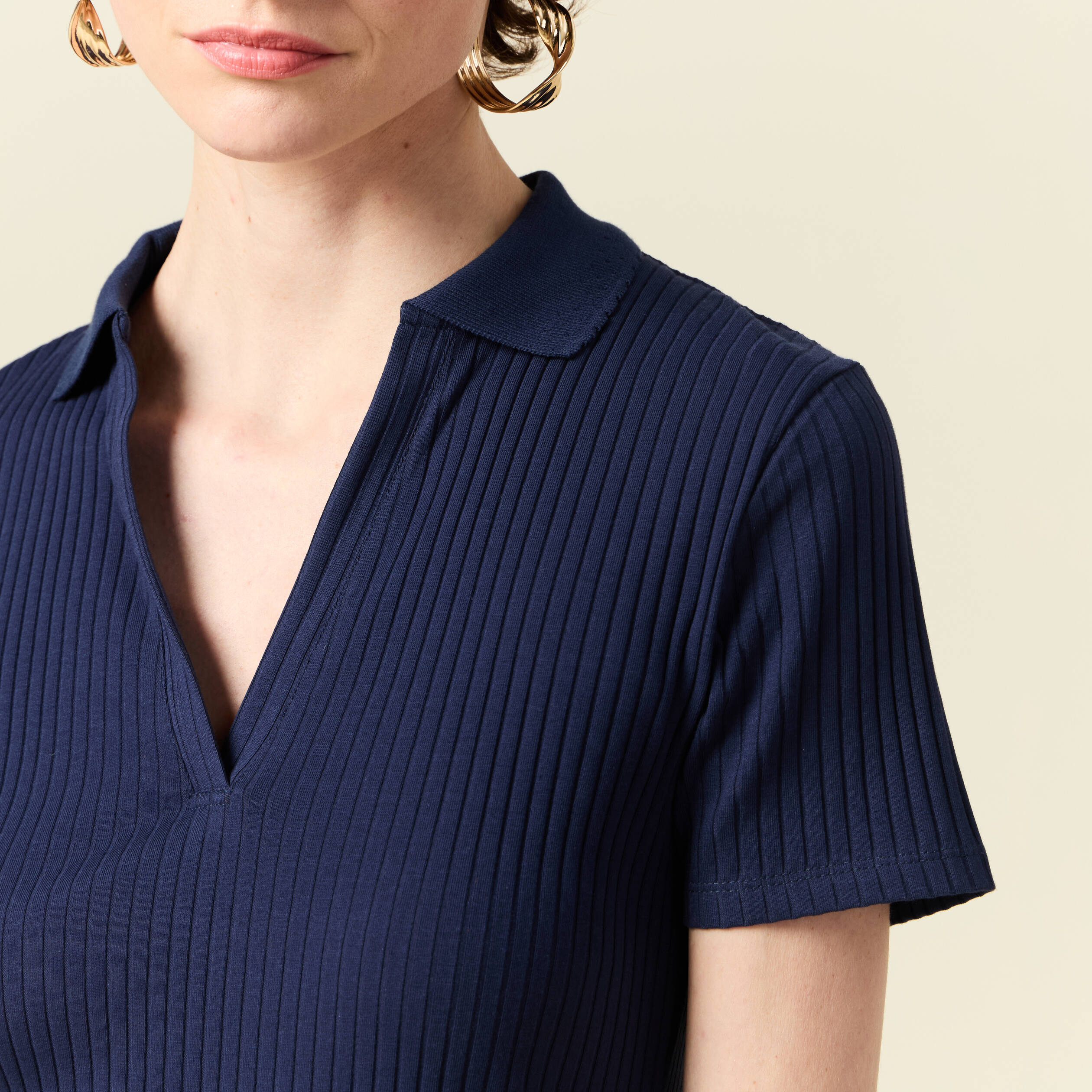 Polo manches courtes bleu marine femme