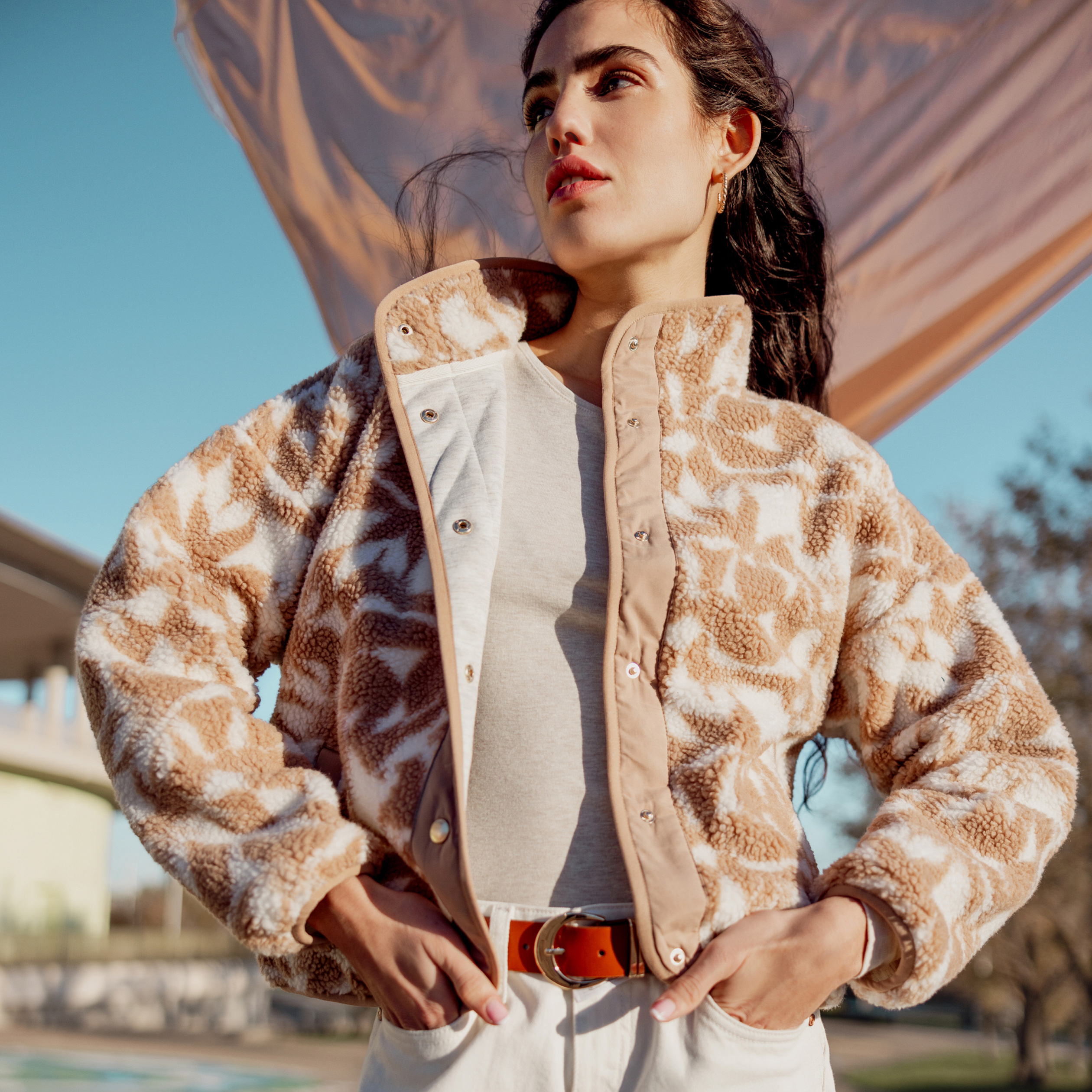 Gilet imitation laine mouton beige femme Vibs