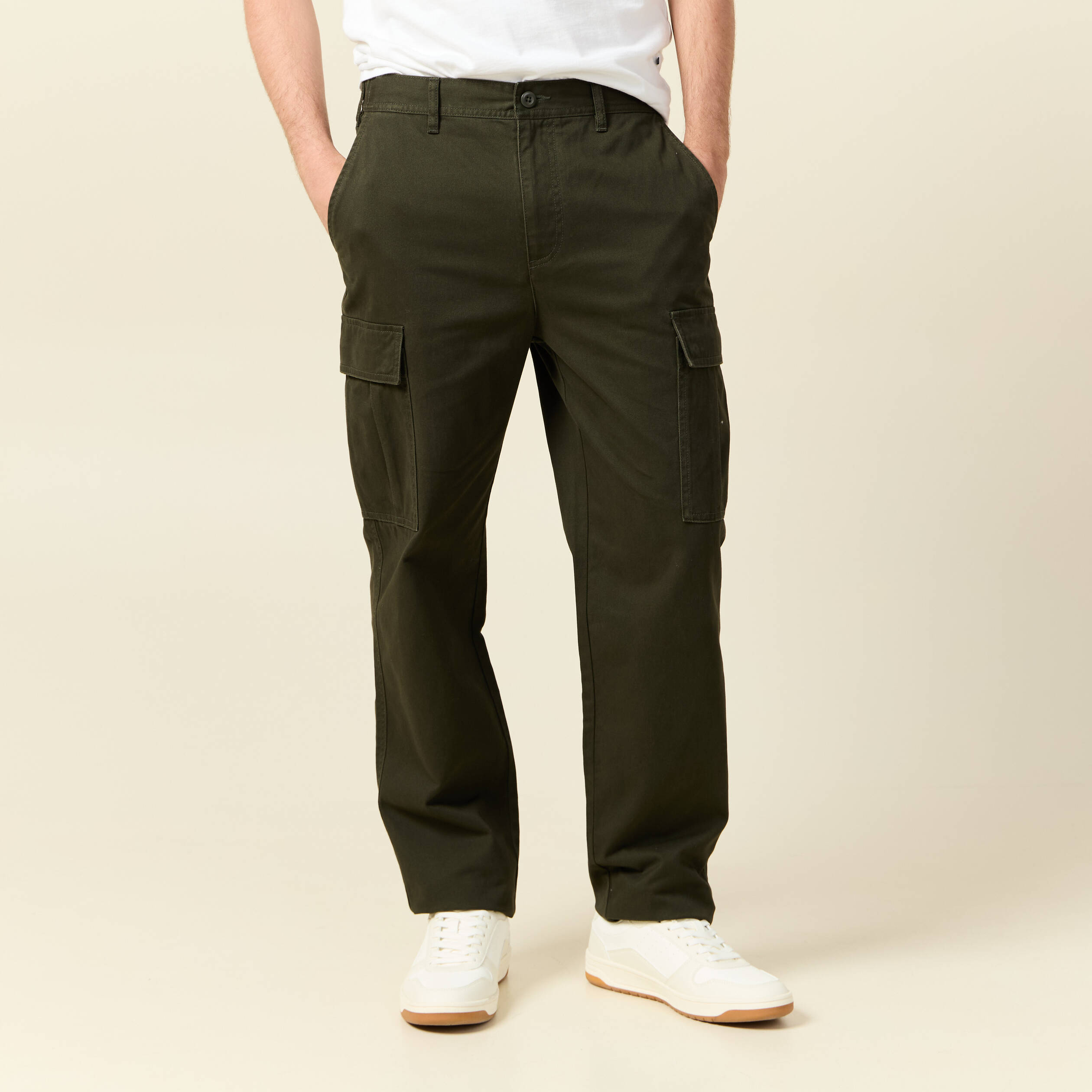 Cargo coupe battle en coton vert kaki homme