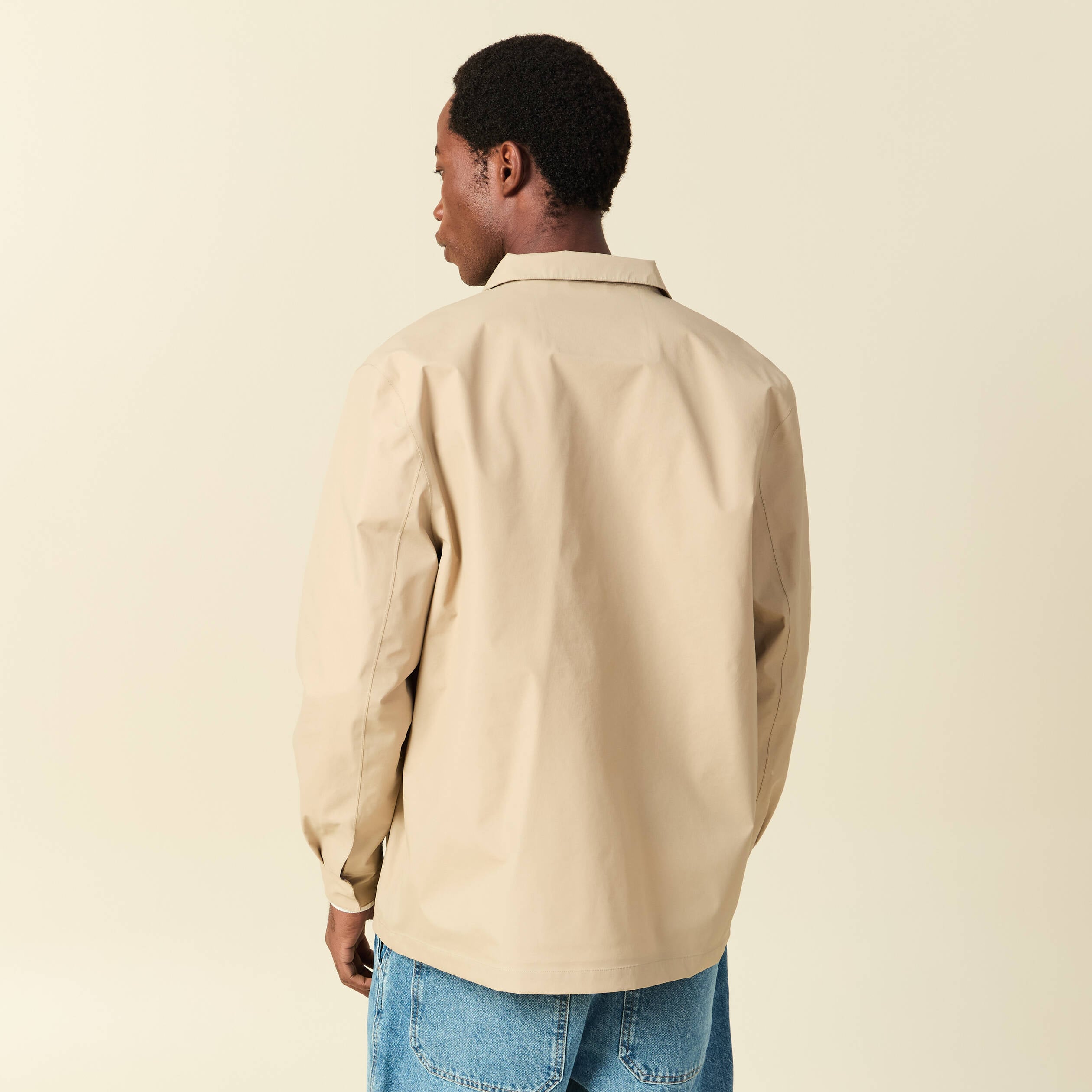 Trench manches longues col montant beige homme
