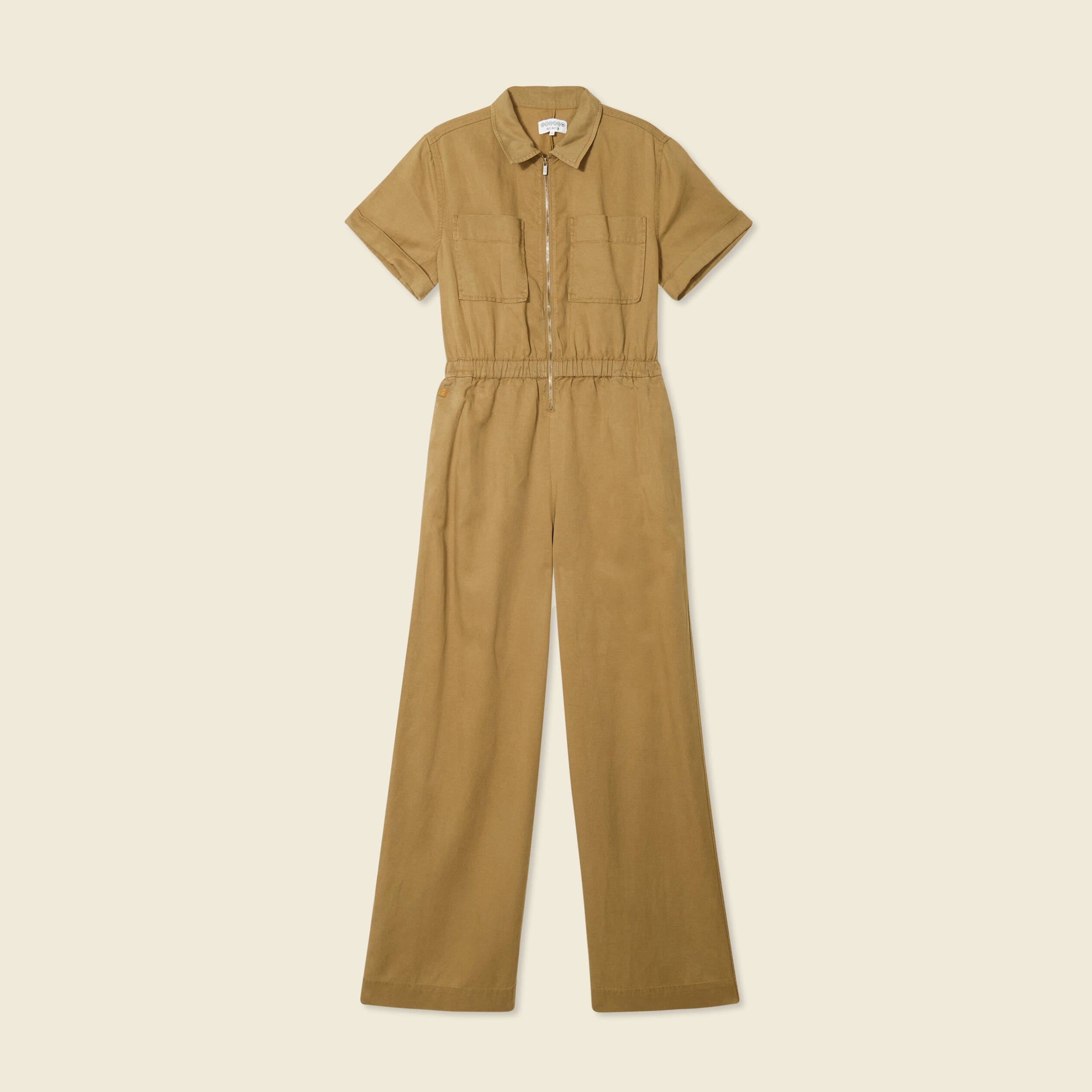 Combinaison pantalon zipp&eacute;e vert kaki femme