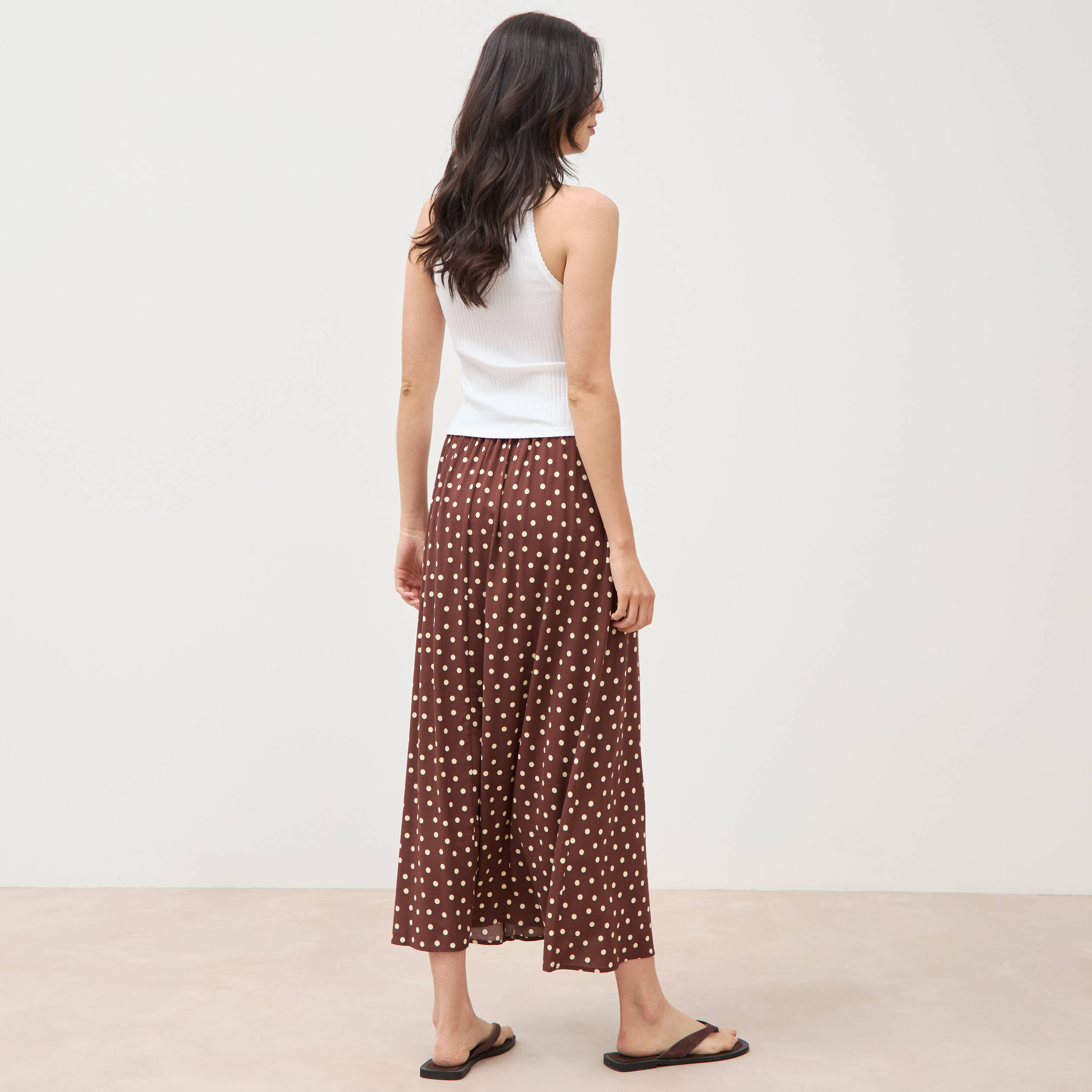 Jupe fluide marron femme