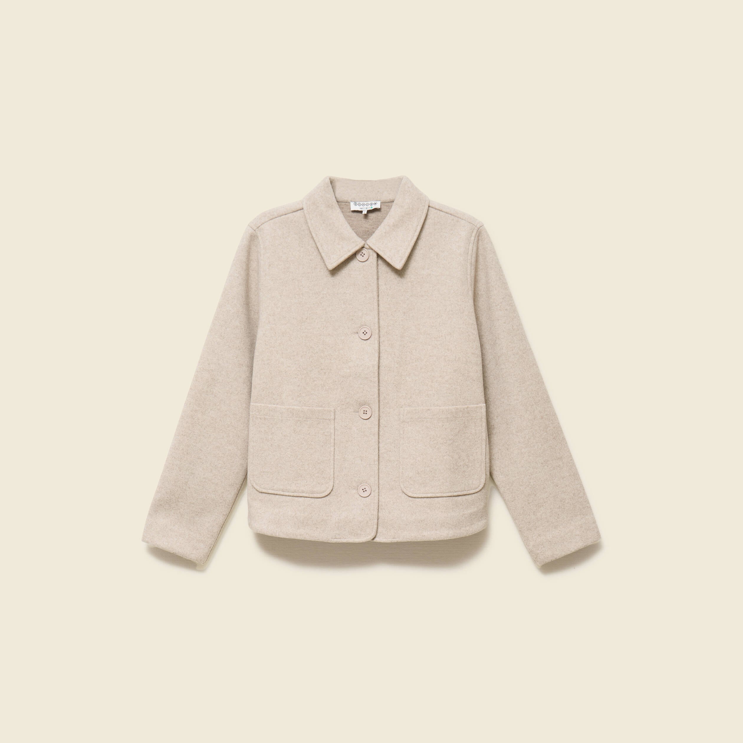 Cardigan droit court col classique creme femme