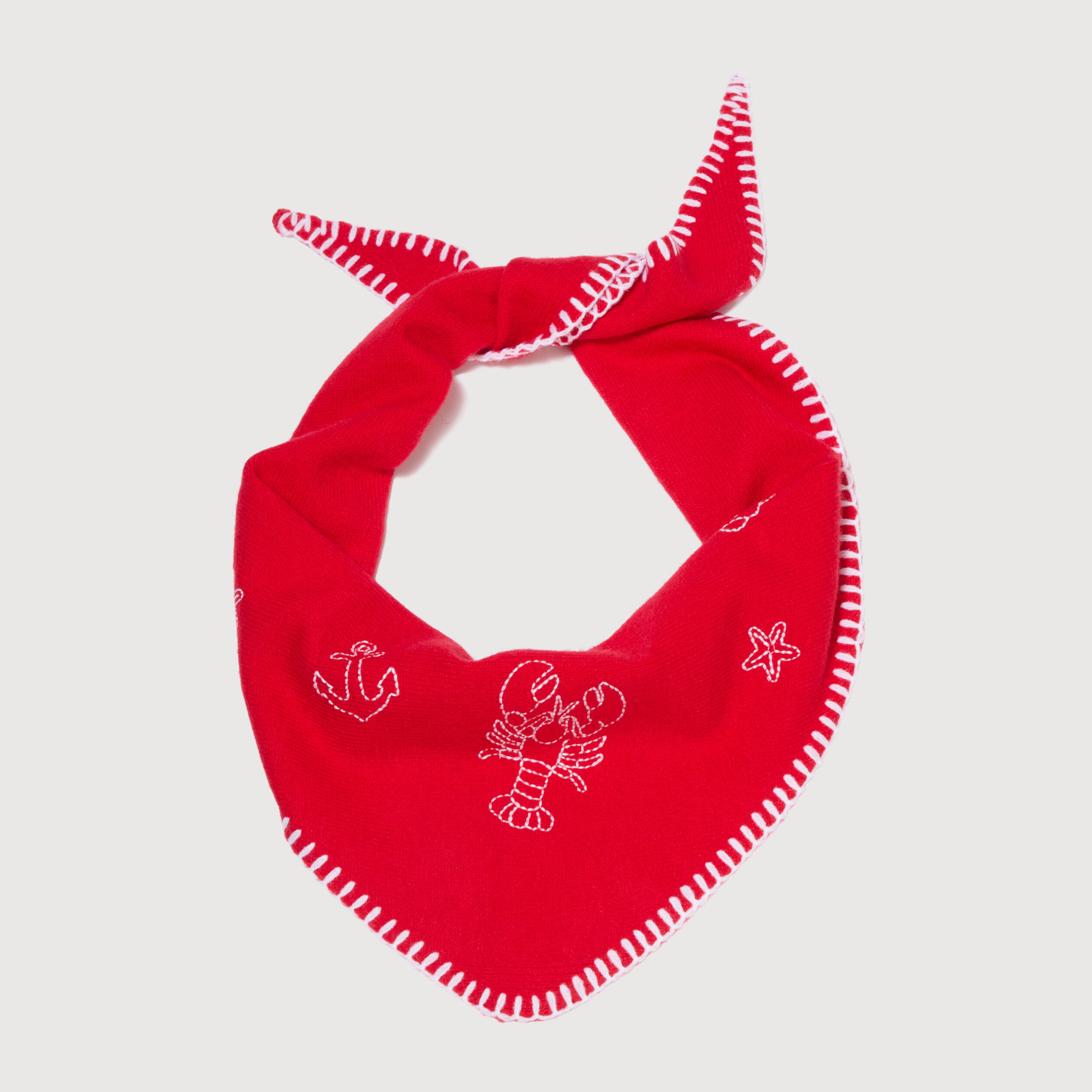Foulard brod&eacute; rouge femme
