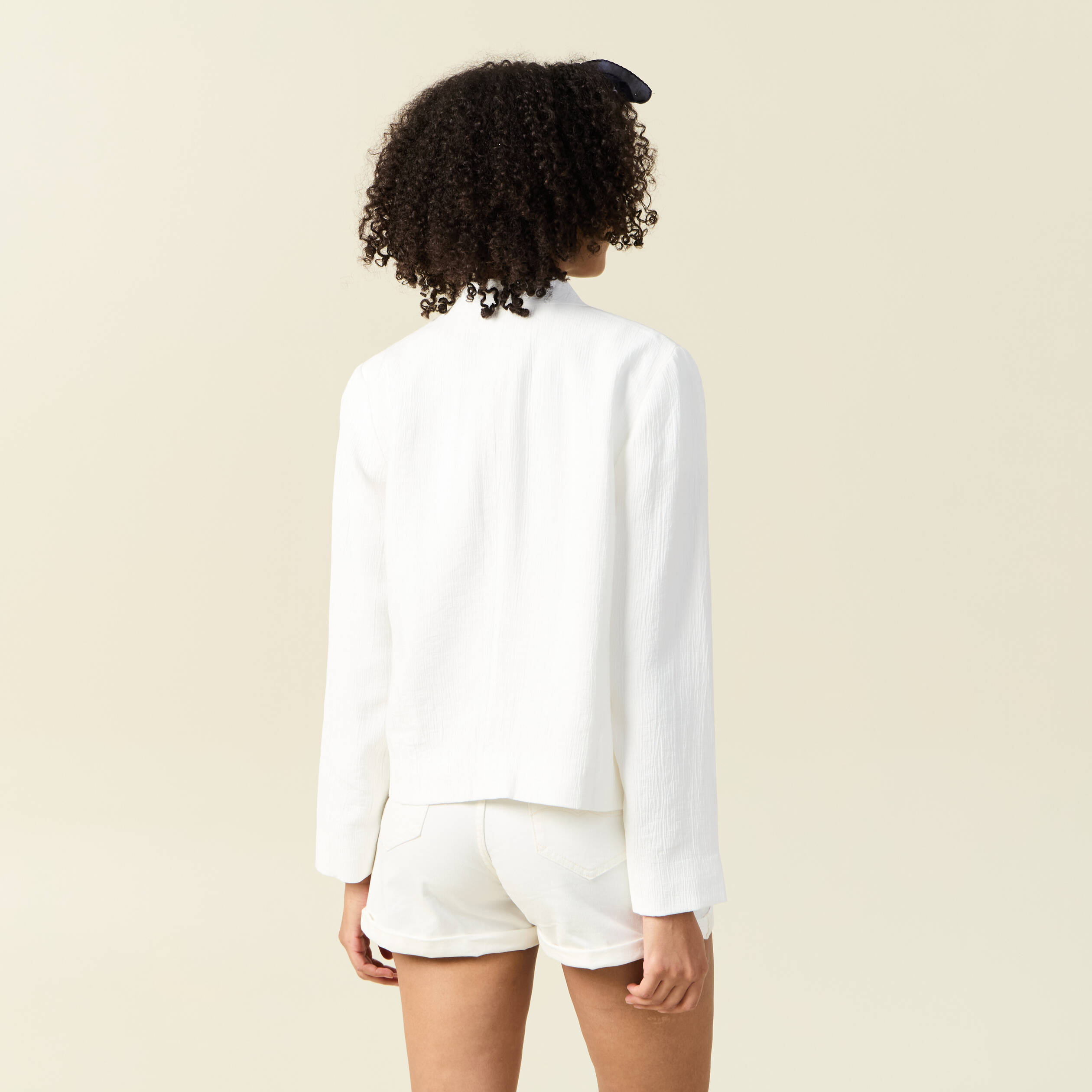 Veste esprit blazer fluide ecru femme