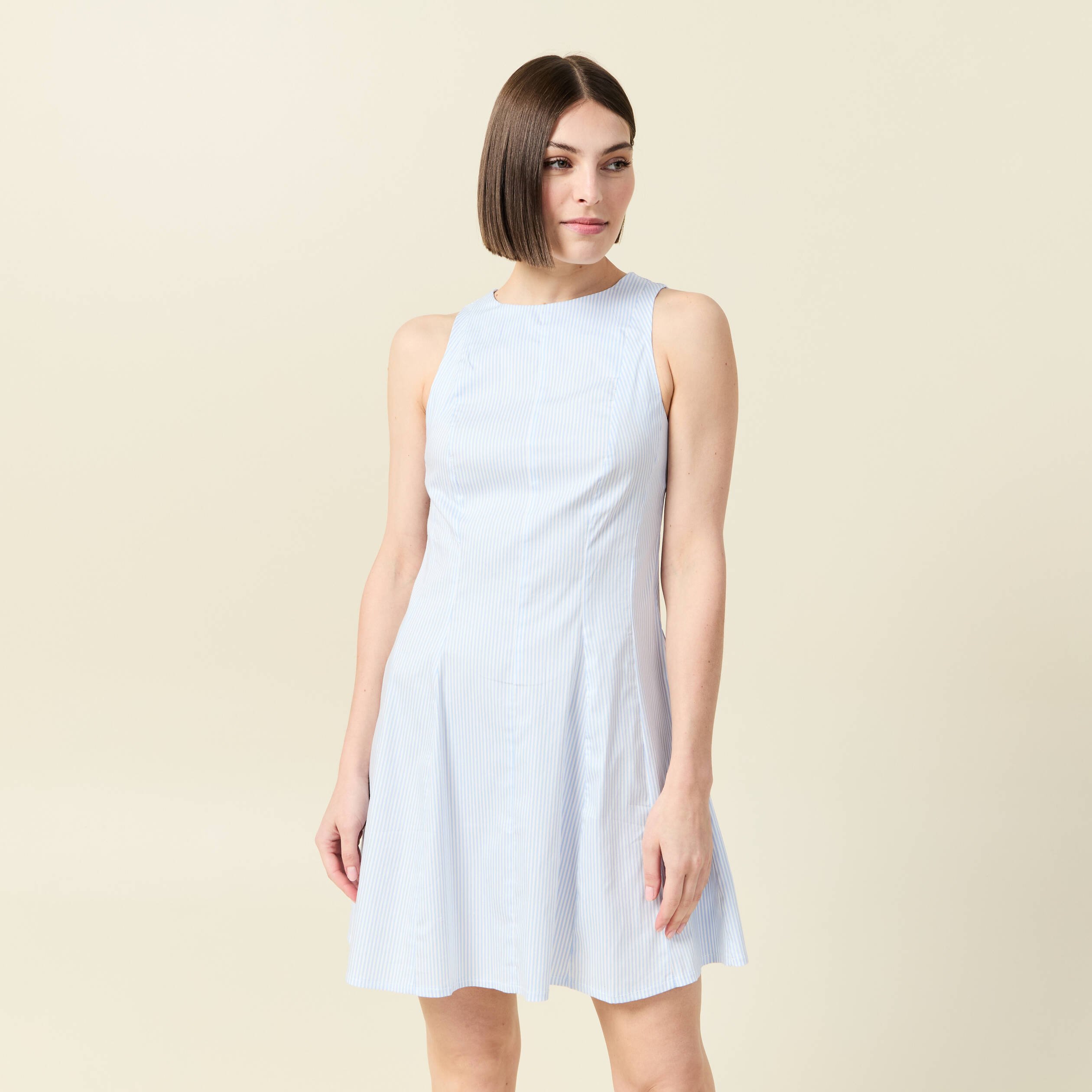 robe sans manches col montant ecru femme Robe sans manches col montant ecru femme