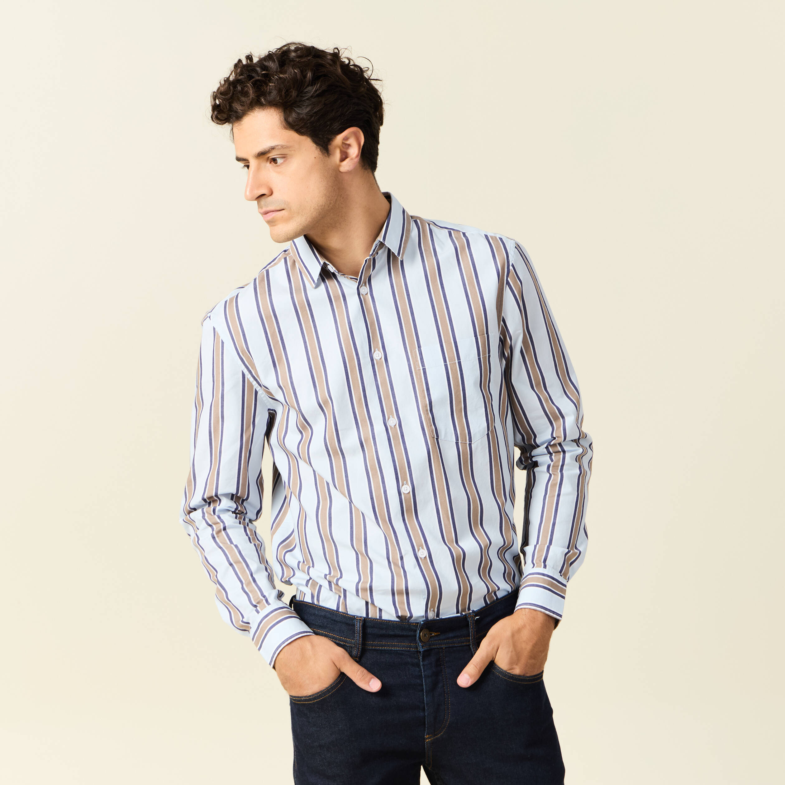 Chemise manches longues bleu ciel homme