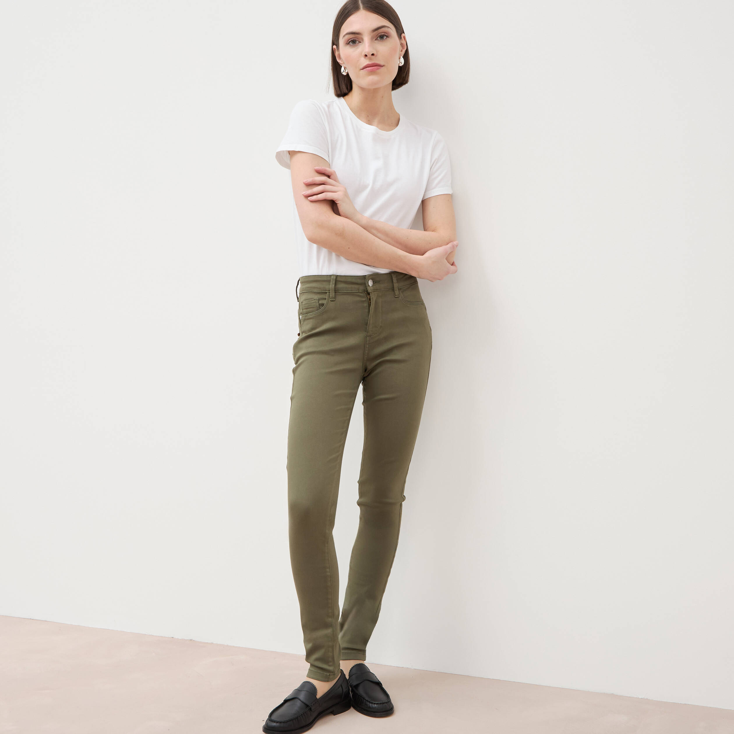 Pantalon Audrey - skinny push up vert kaki femme