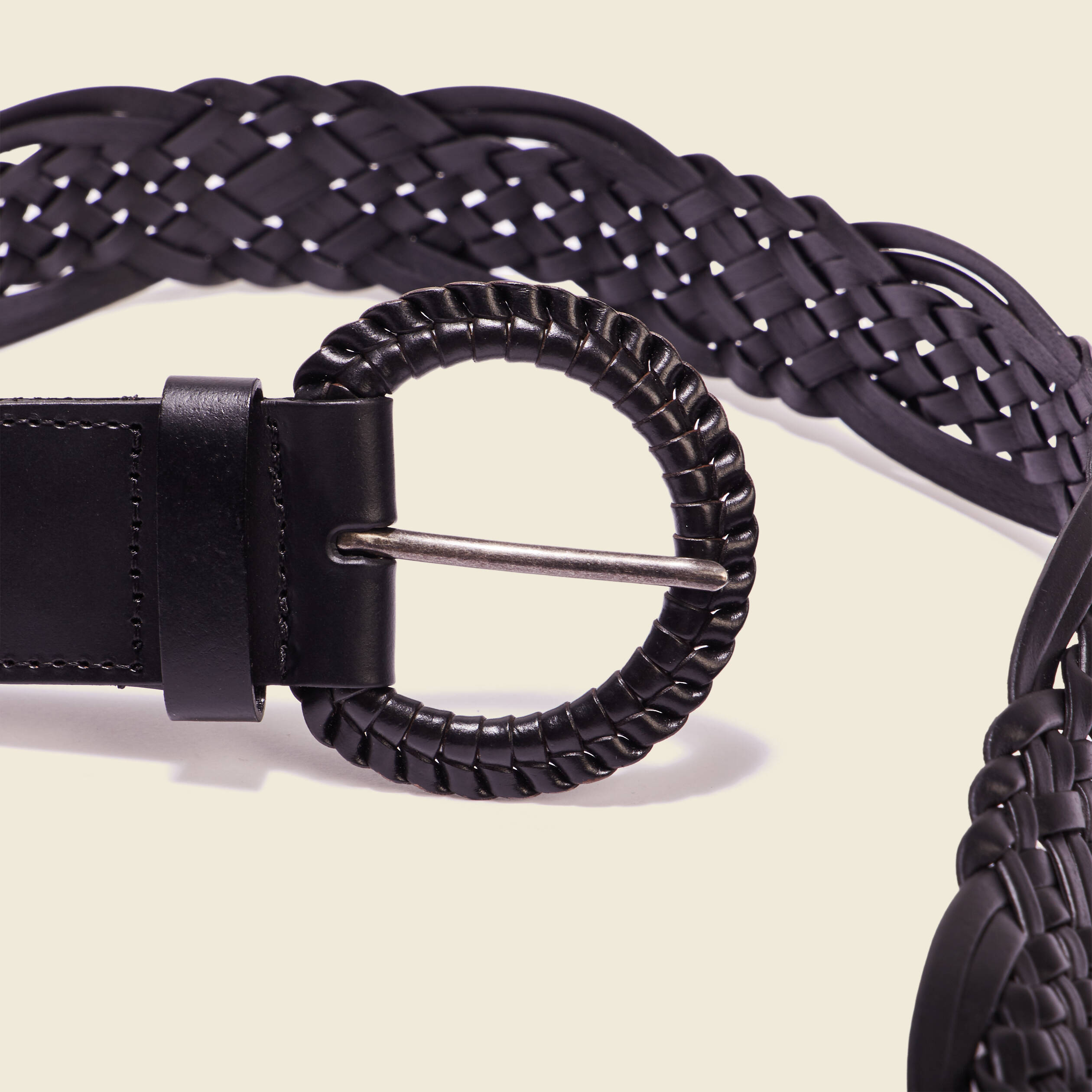 Ceinture tressée noir femme