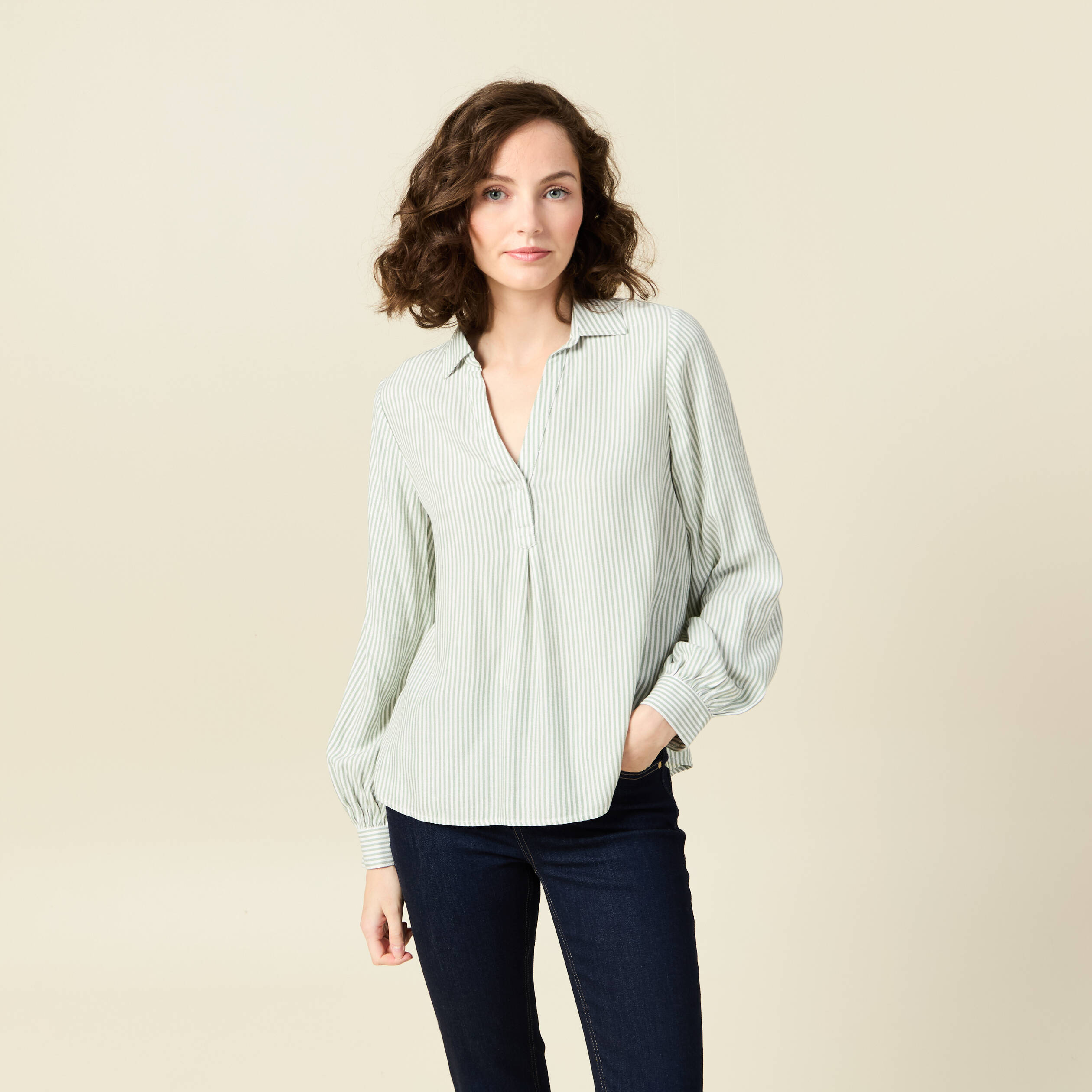 blouse manches longues vert olive femme Blouse manches longues vert olive femme