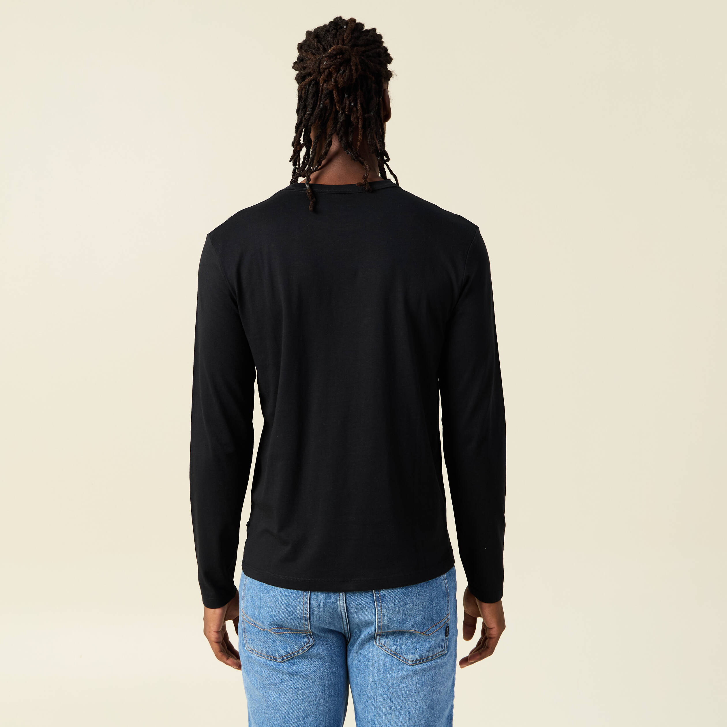 T-shirt en coton manches longues noir homme