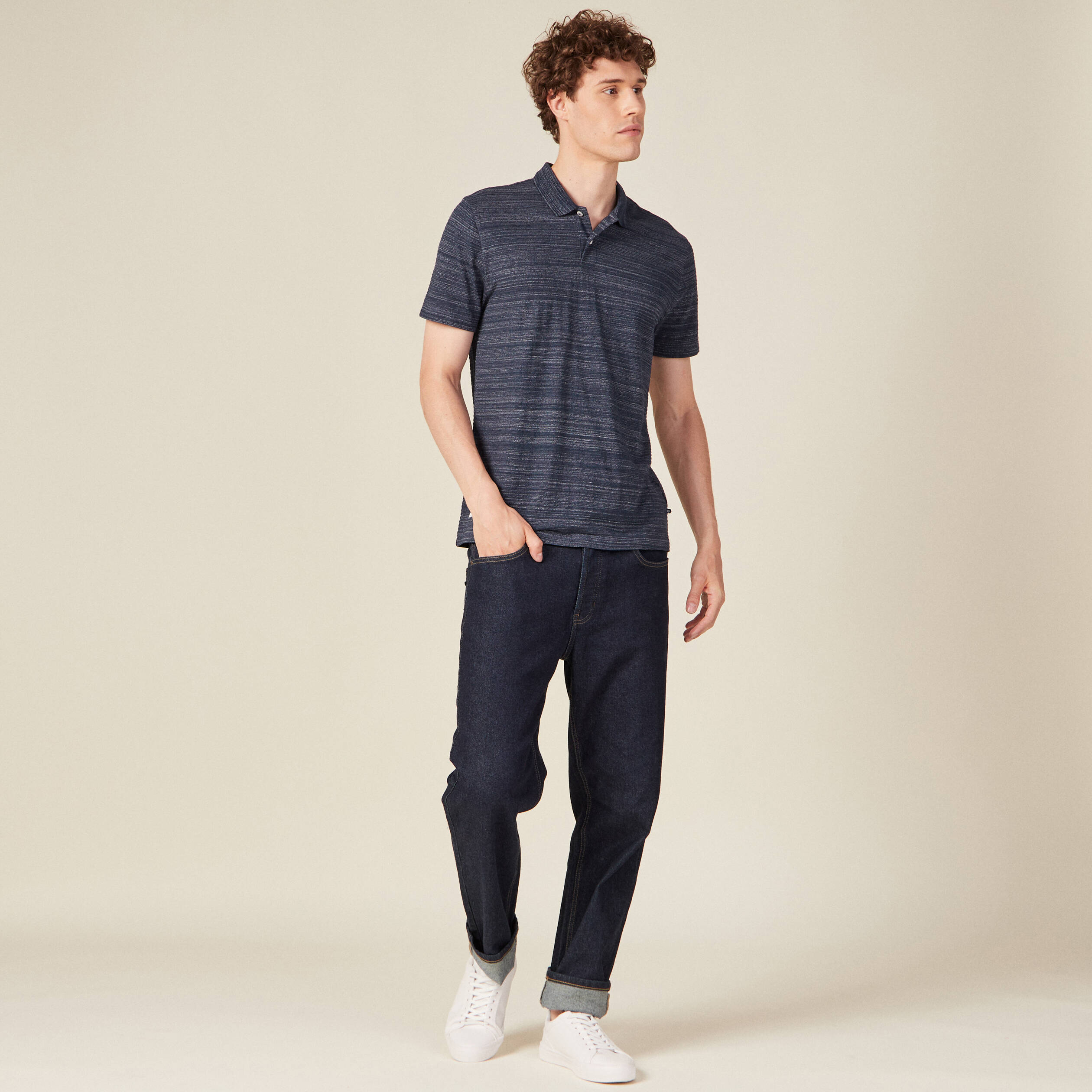 Polo manches courtes bleu marine homme