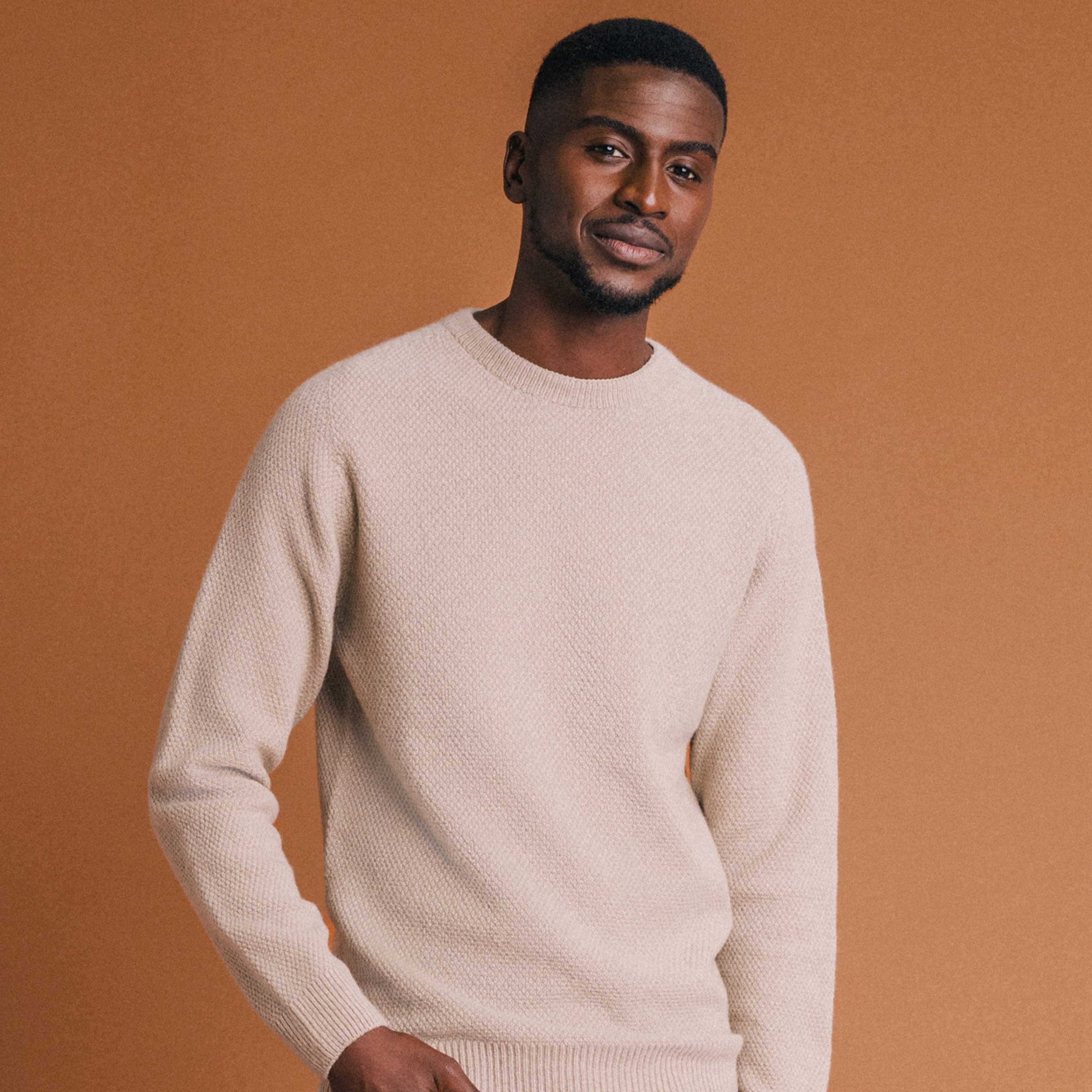 Pull manches longues fabriqu&eacute; en France sable homme