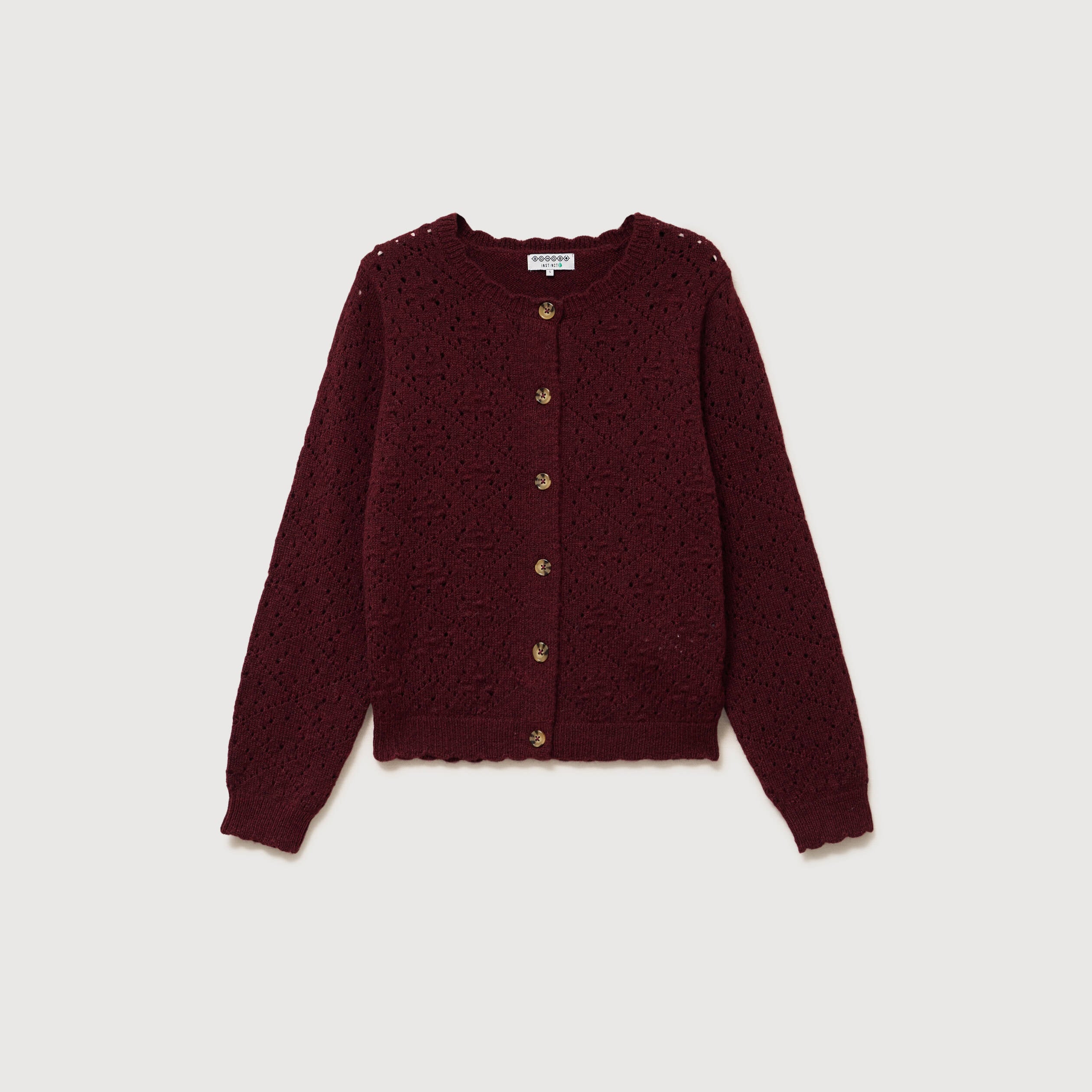 Gilet manches longues col rond bordeaux femme