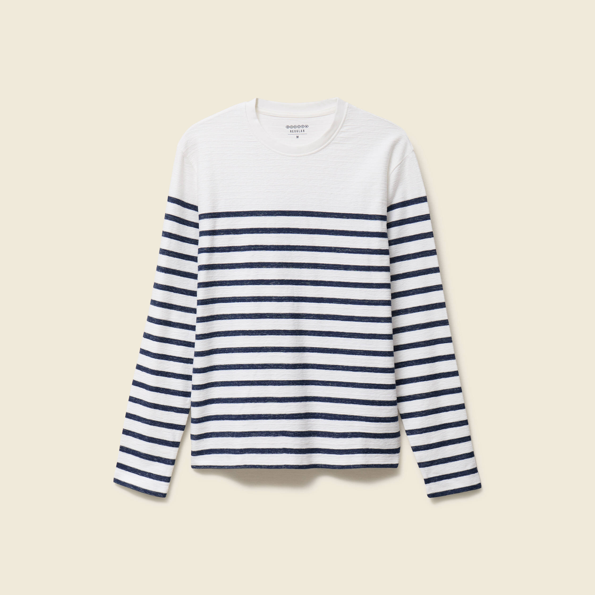 T-shirt ajust&eacute; col rond manches longues ecru homme