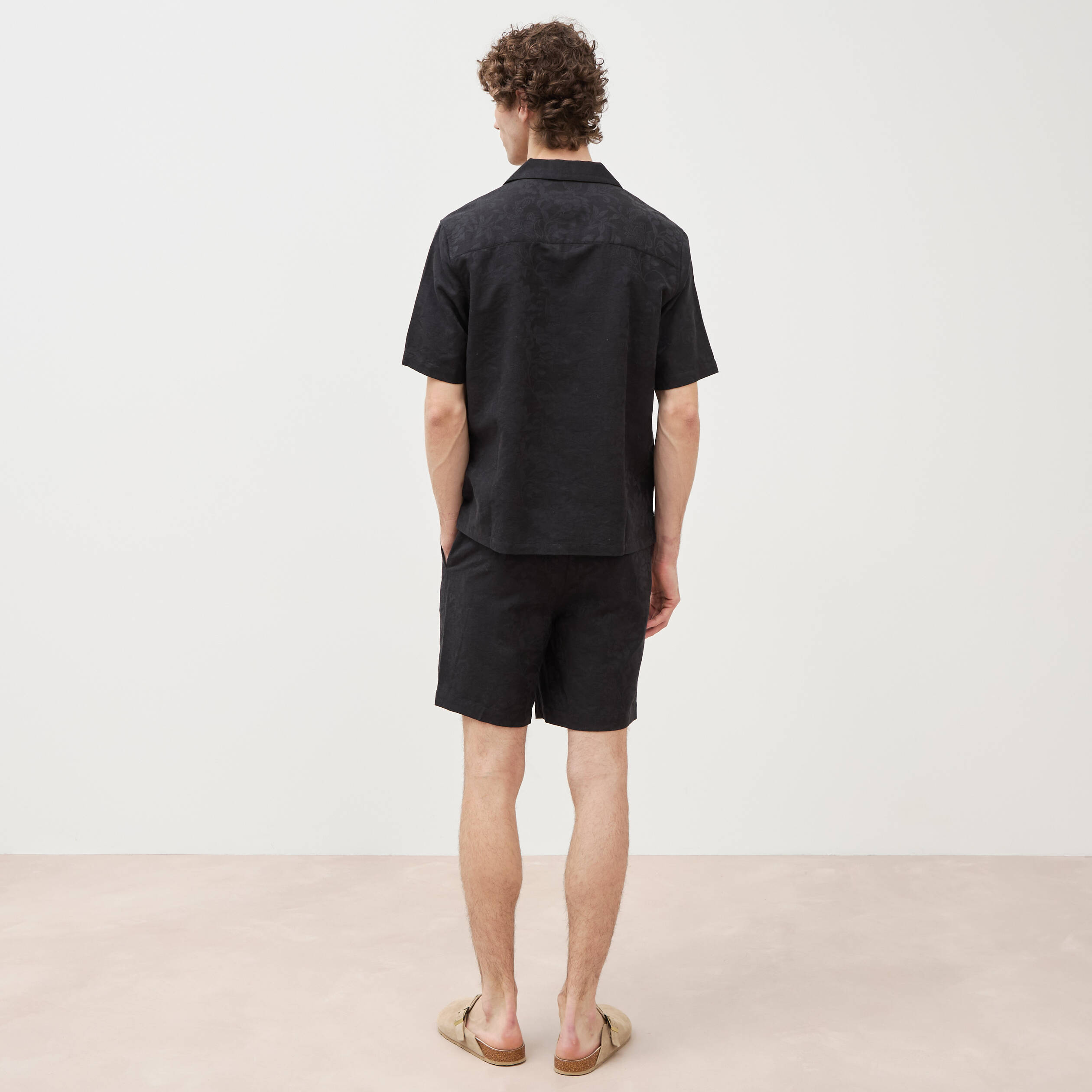 Chemise boyfriend manches courtes noir homme