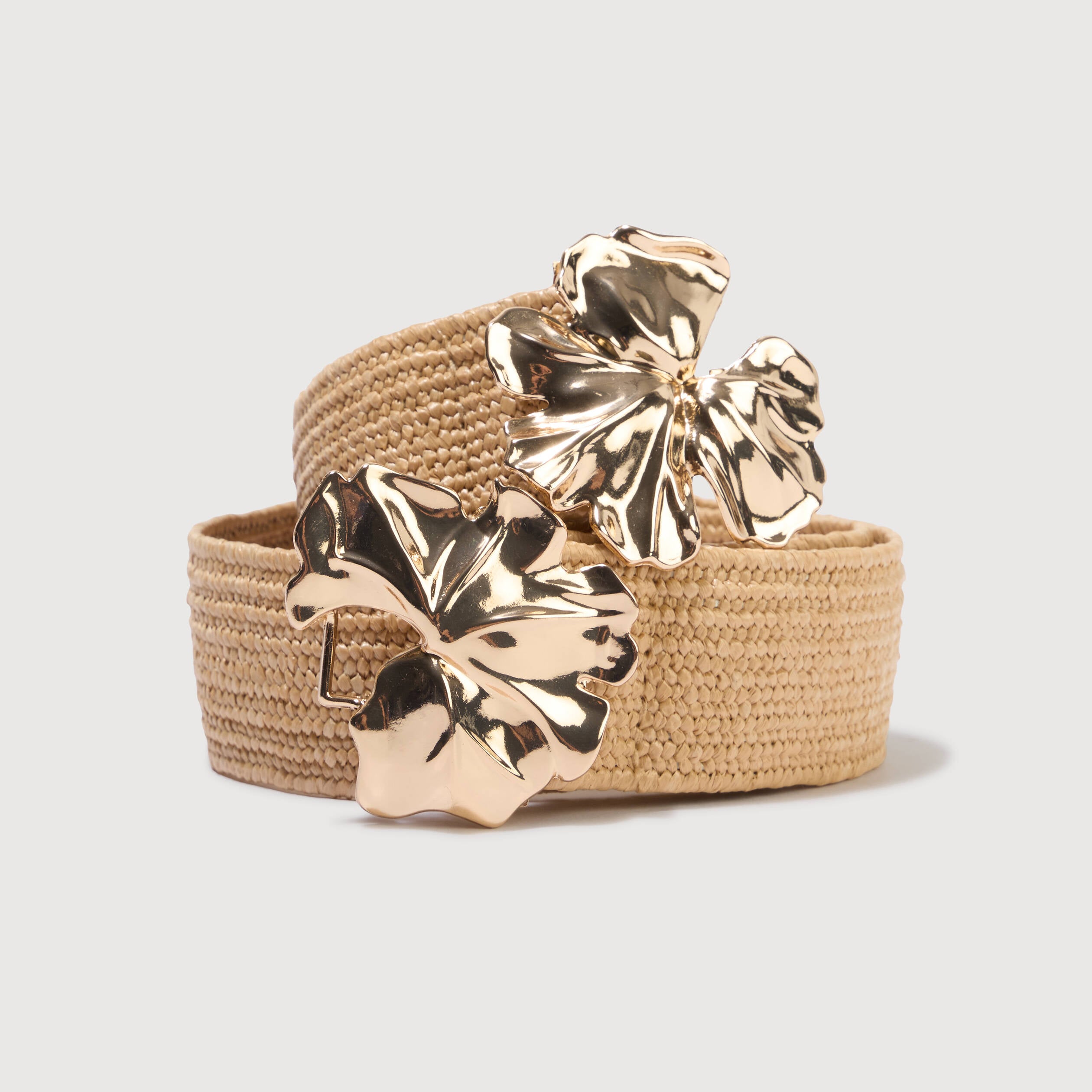 Ceinture tress&eacute;e avec boucle beige femme