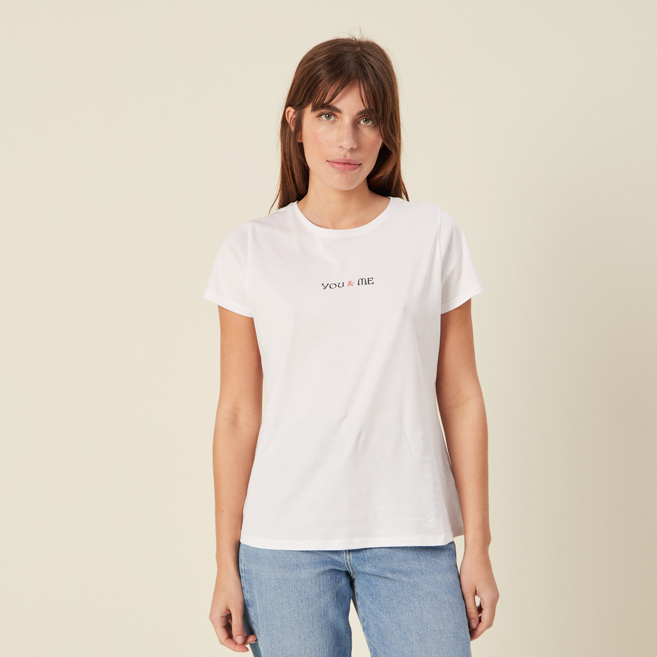 T-shirt à manches courtes ecru femme