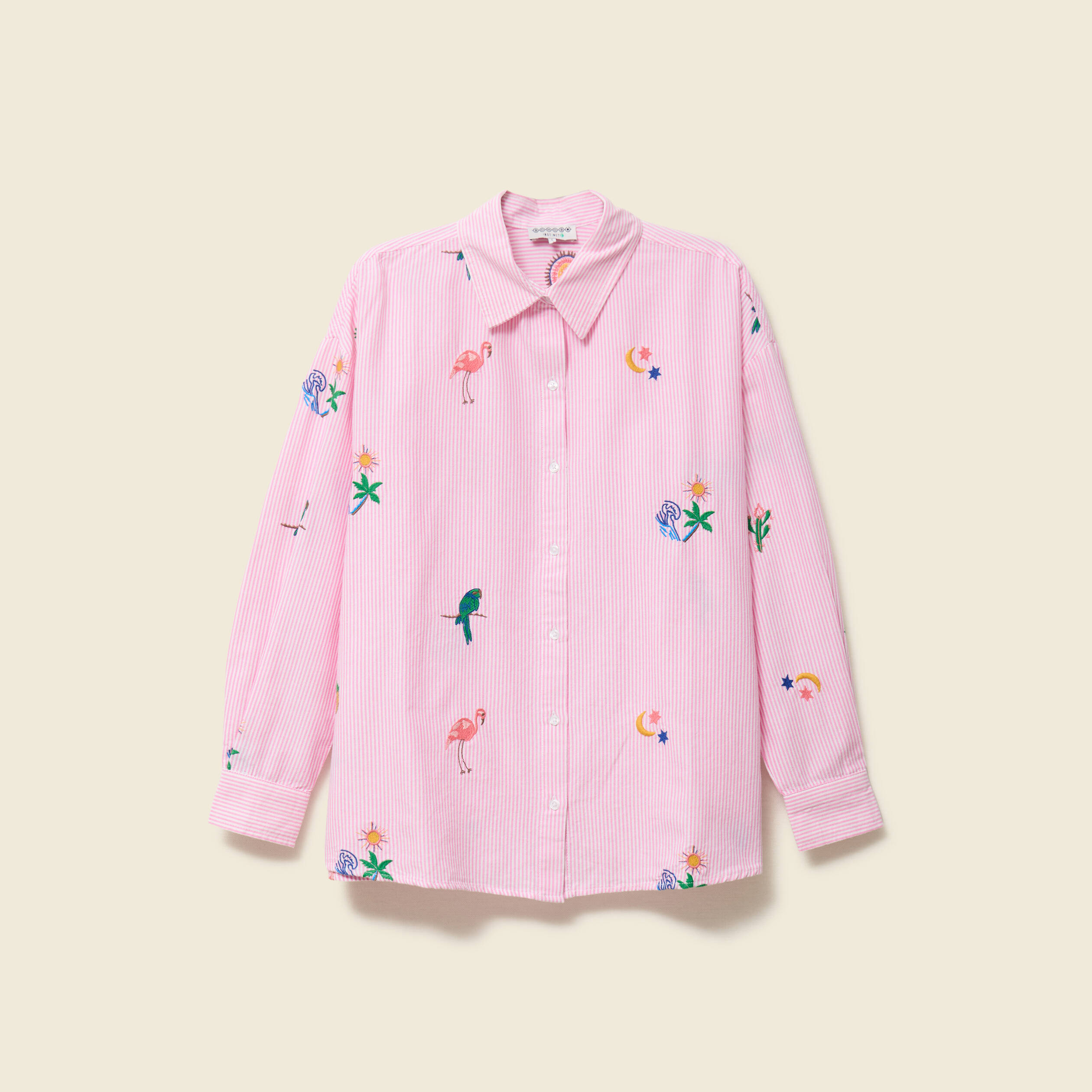 Chemise manches longues rose femme