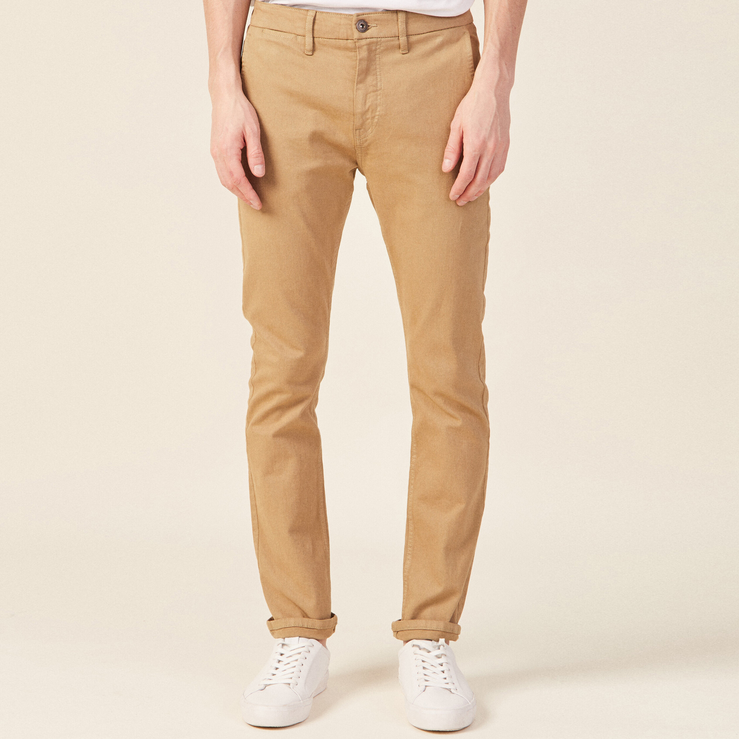 Pantalon chino slim vert kaki homme