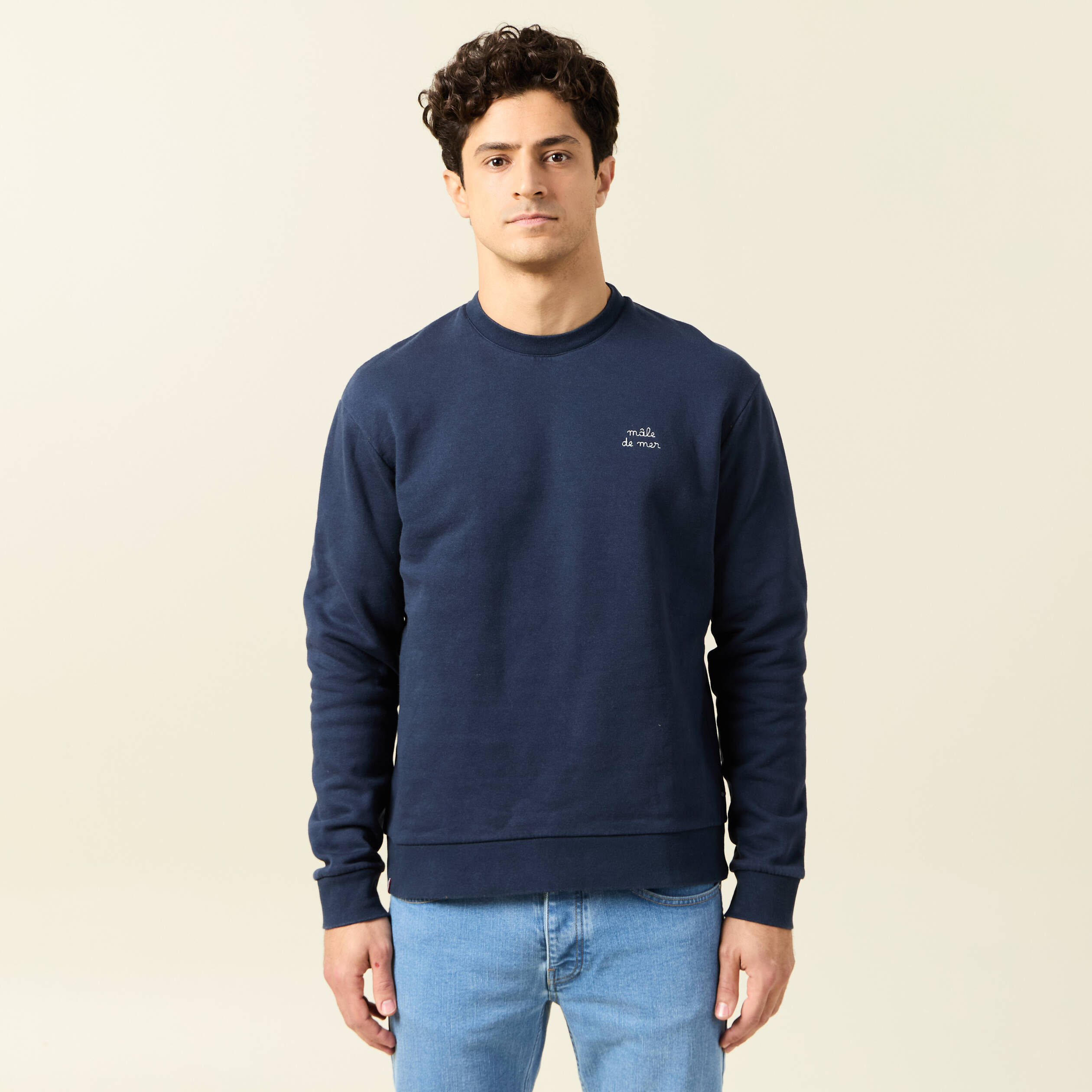 Sweat manches longues bleu marine homme