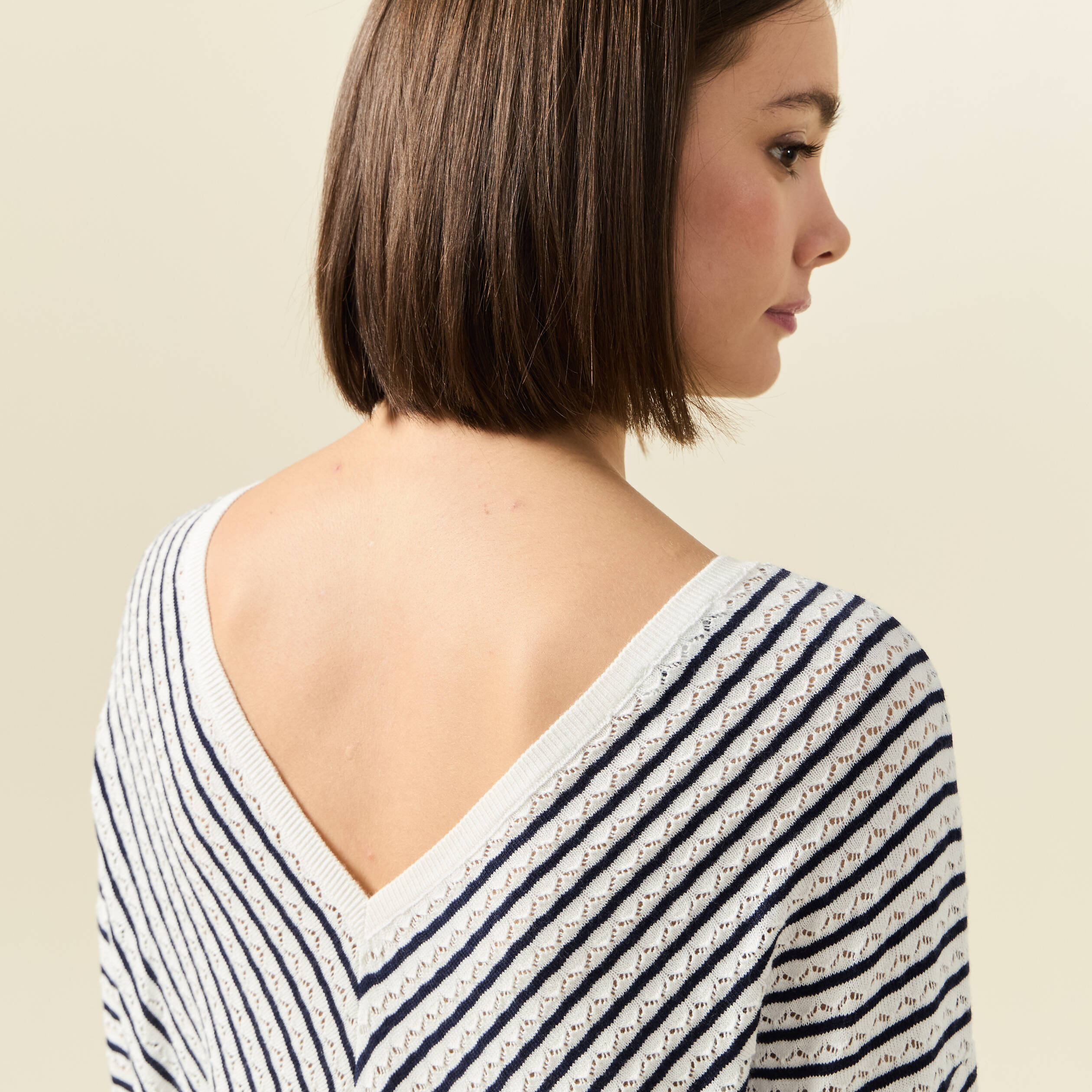 Pull manches longues ecru femme