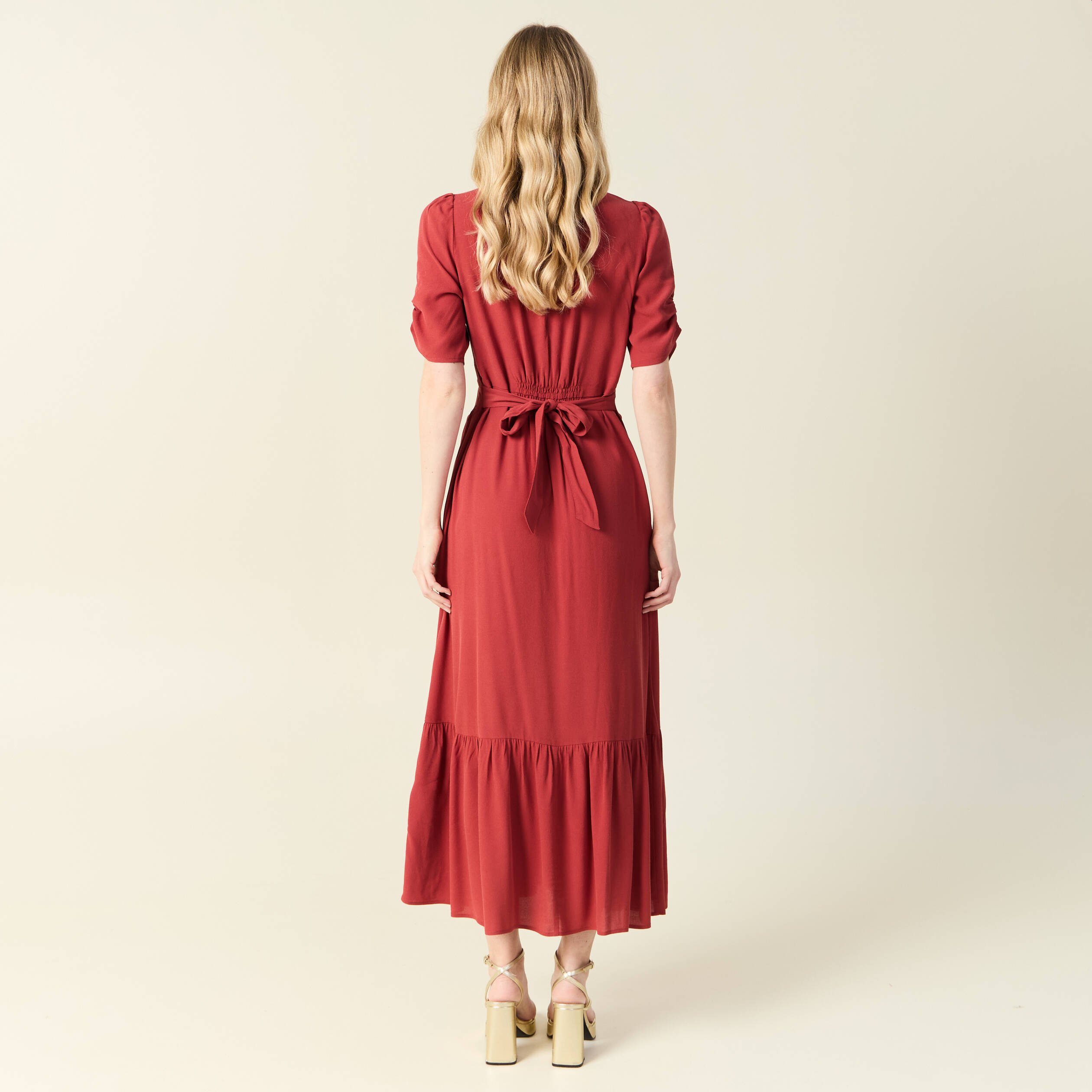 robe longue trapeze orange fonce femme Robe longue trapèze orange foncé femme