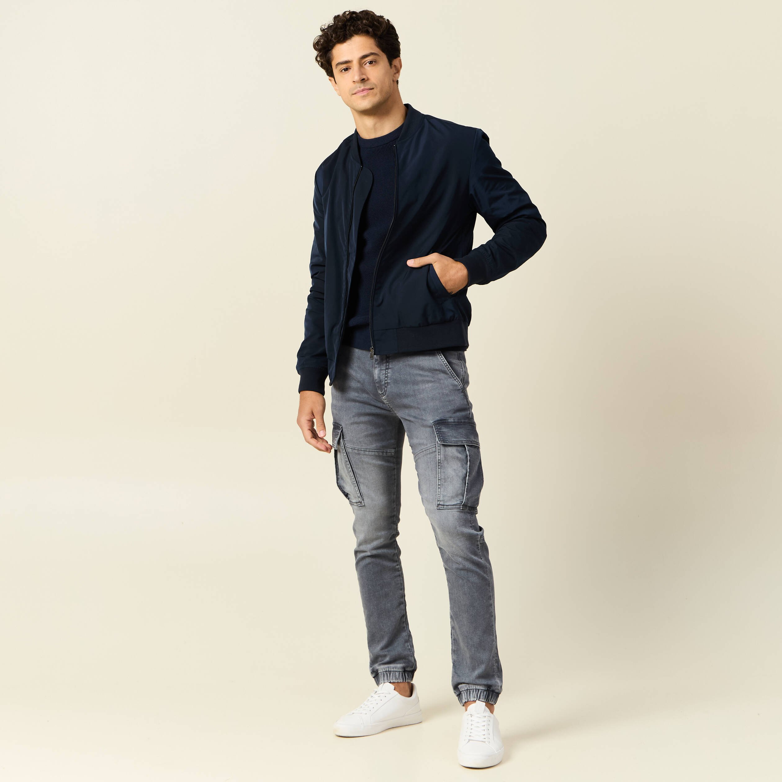 jeans battle a coulisse denim gris homme Jeans battle à coulisse denim gris homme
