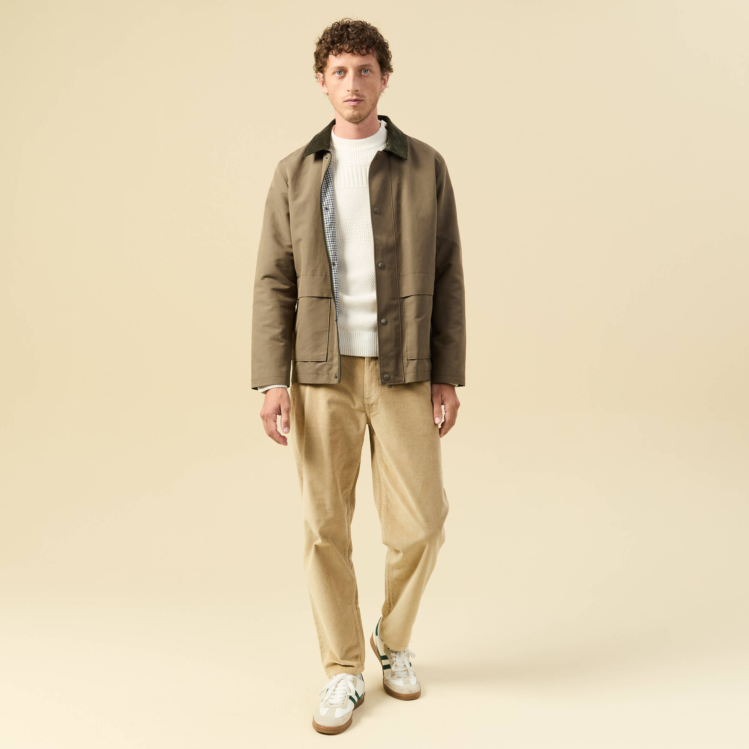 Pull col rond ecru homme