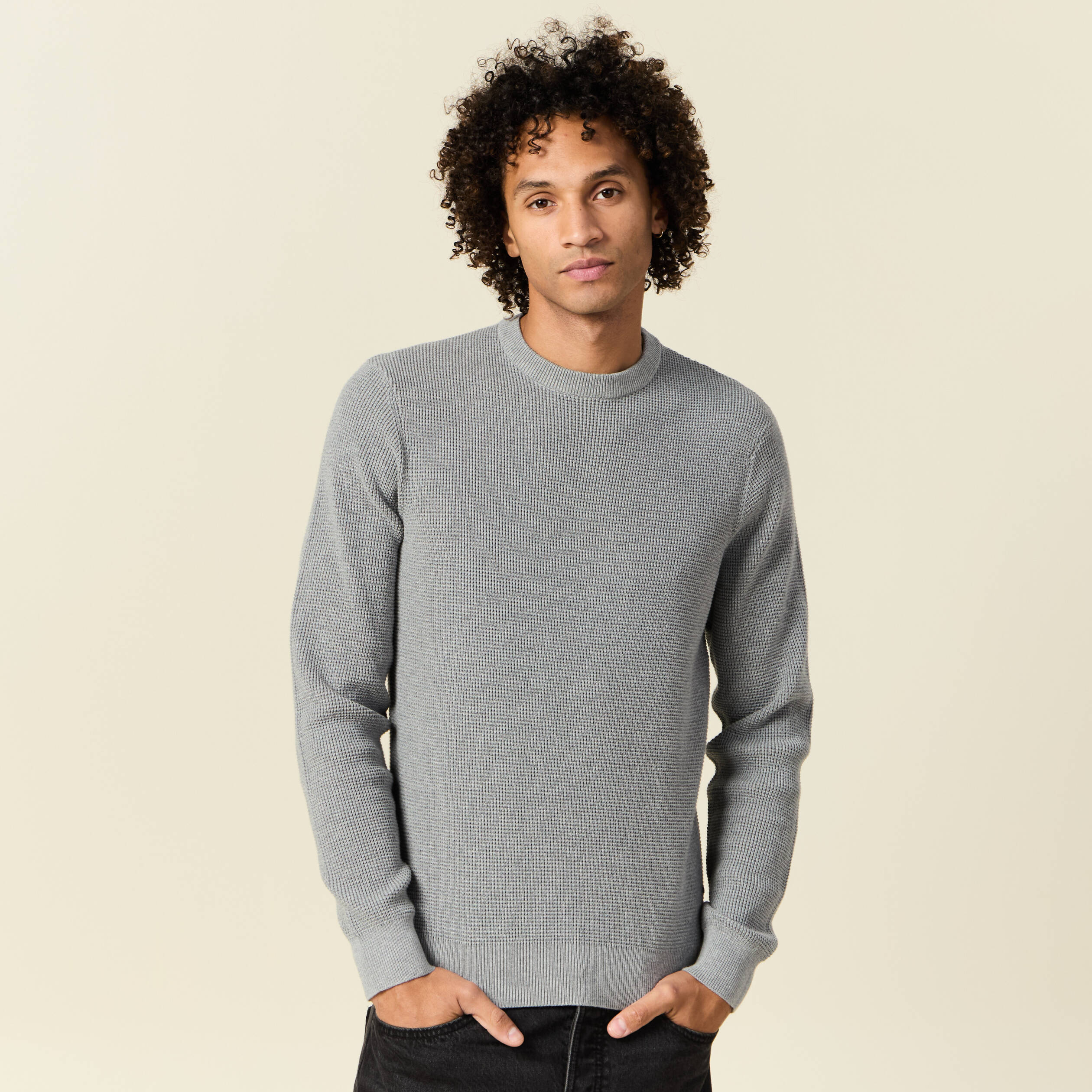 pull manches longues col rond gris homme Pull manches longues col rond gris homme