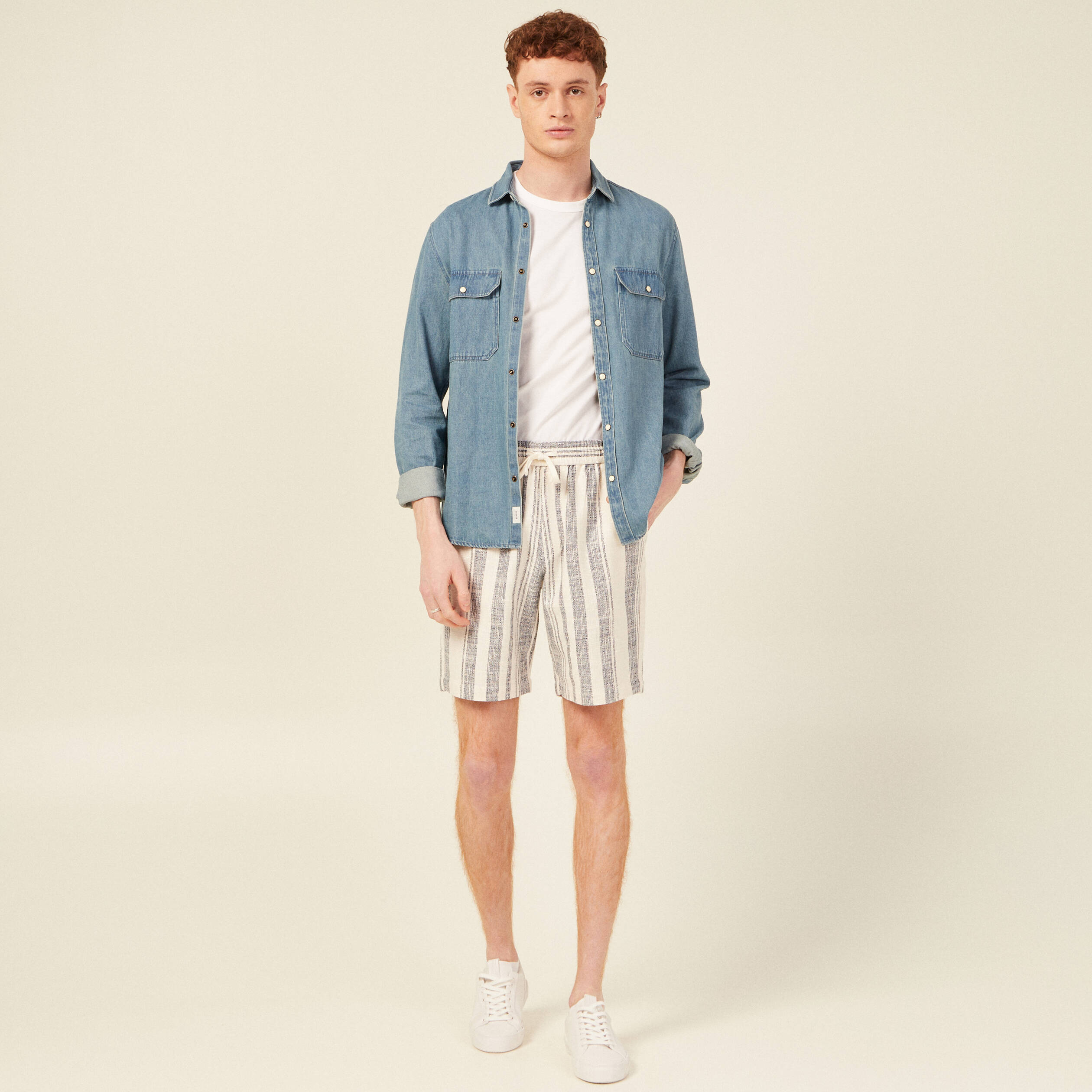 bermuda large a coulisse ecru homme Bermuda large à coulisse ecru homme