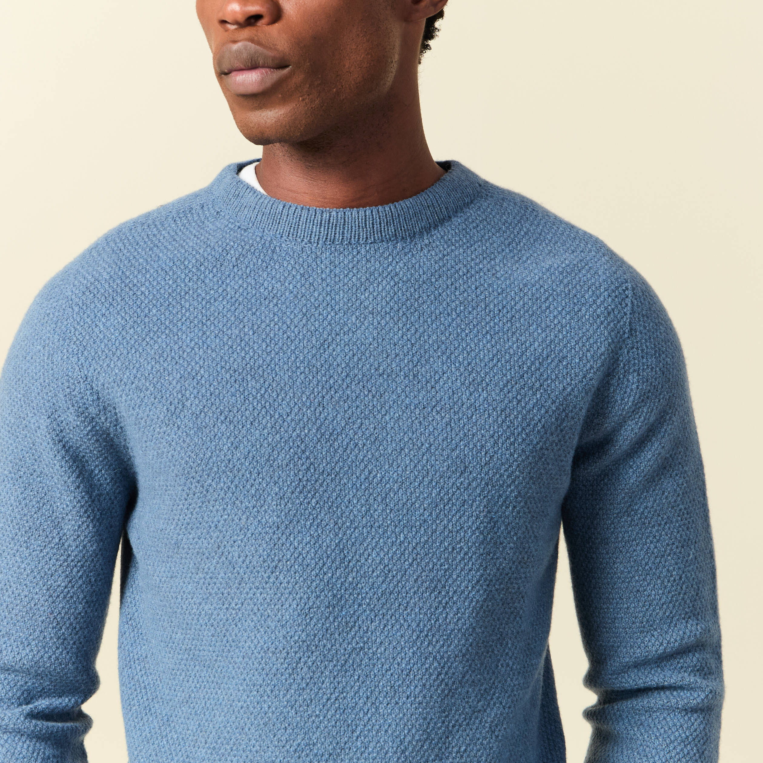 Pull manches longues fabriqu&eacute; en France bleu fonc&eacute; homme
