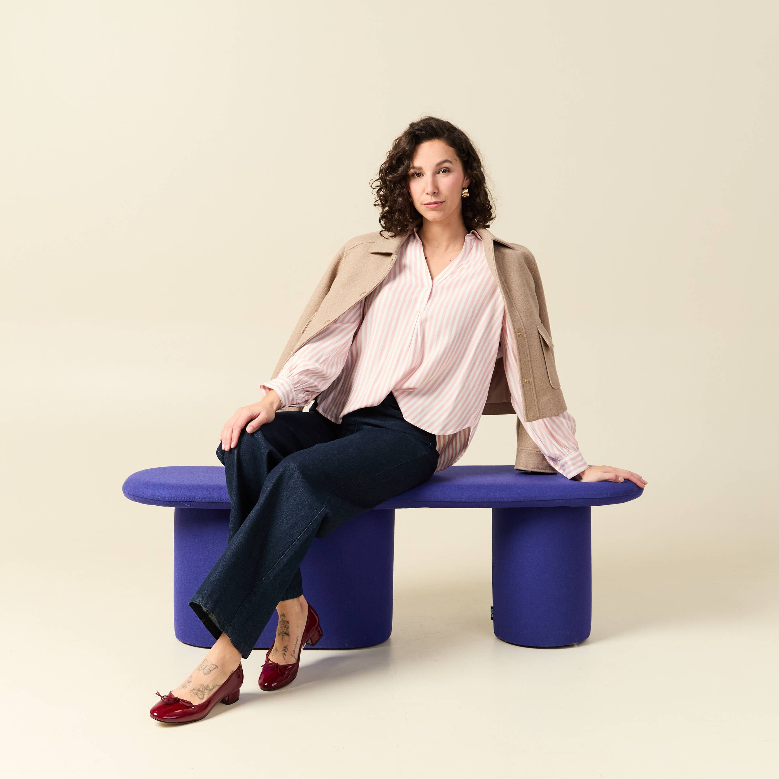 Blouse manches longues rose clair femme