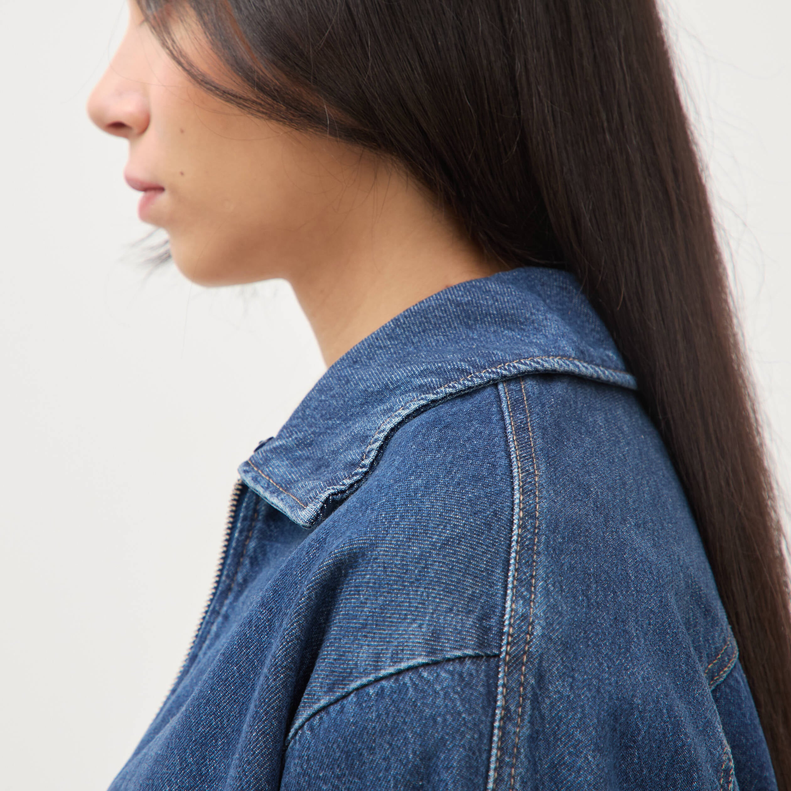 Blouson oversize en jeans doubl&eacute; denim stone femme
