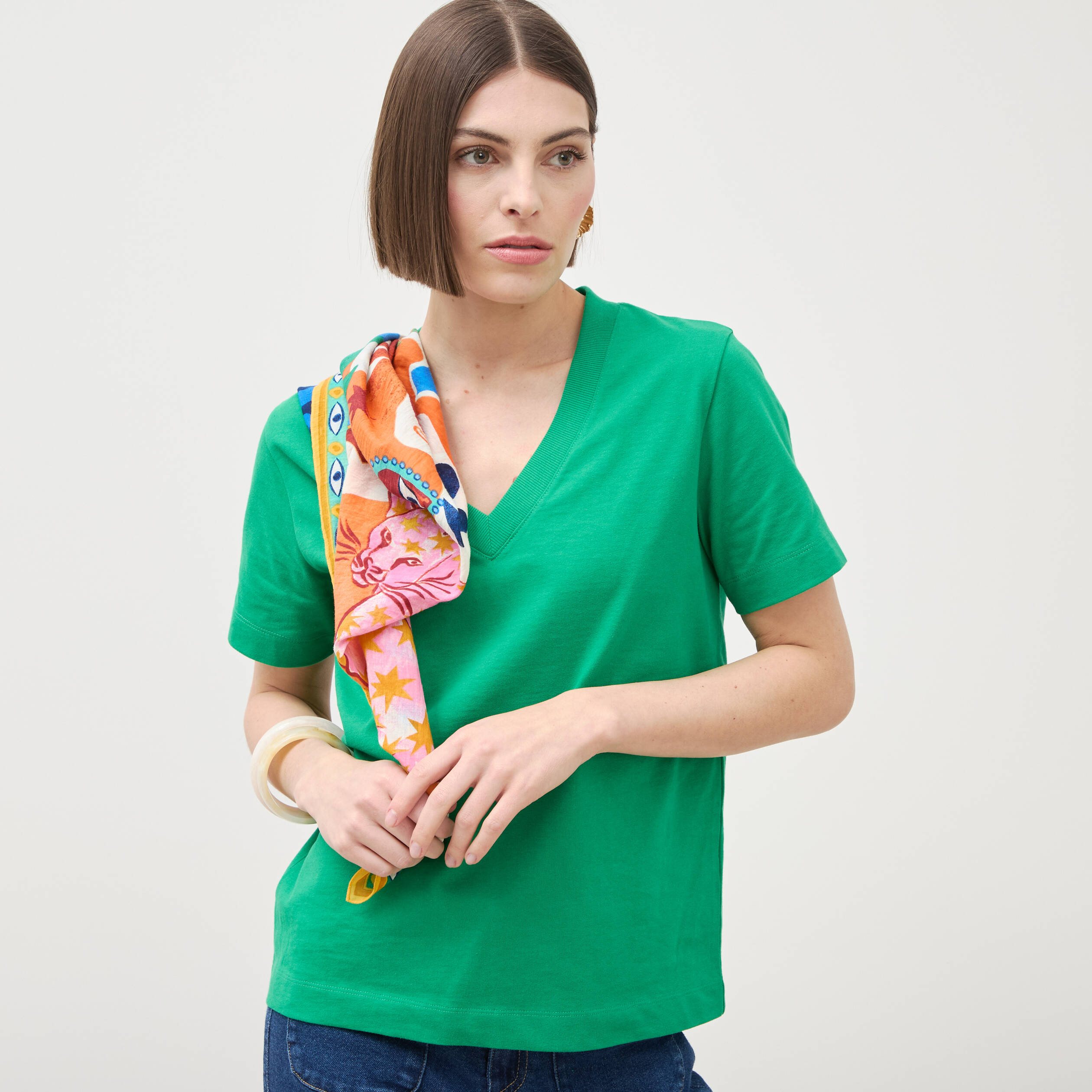 T-shirt manches courtes vert femme